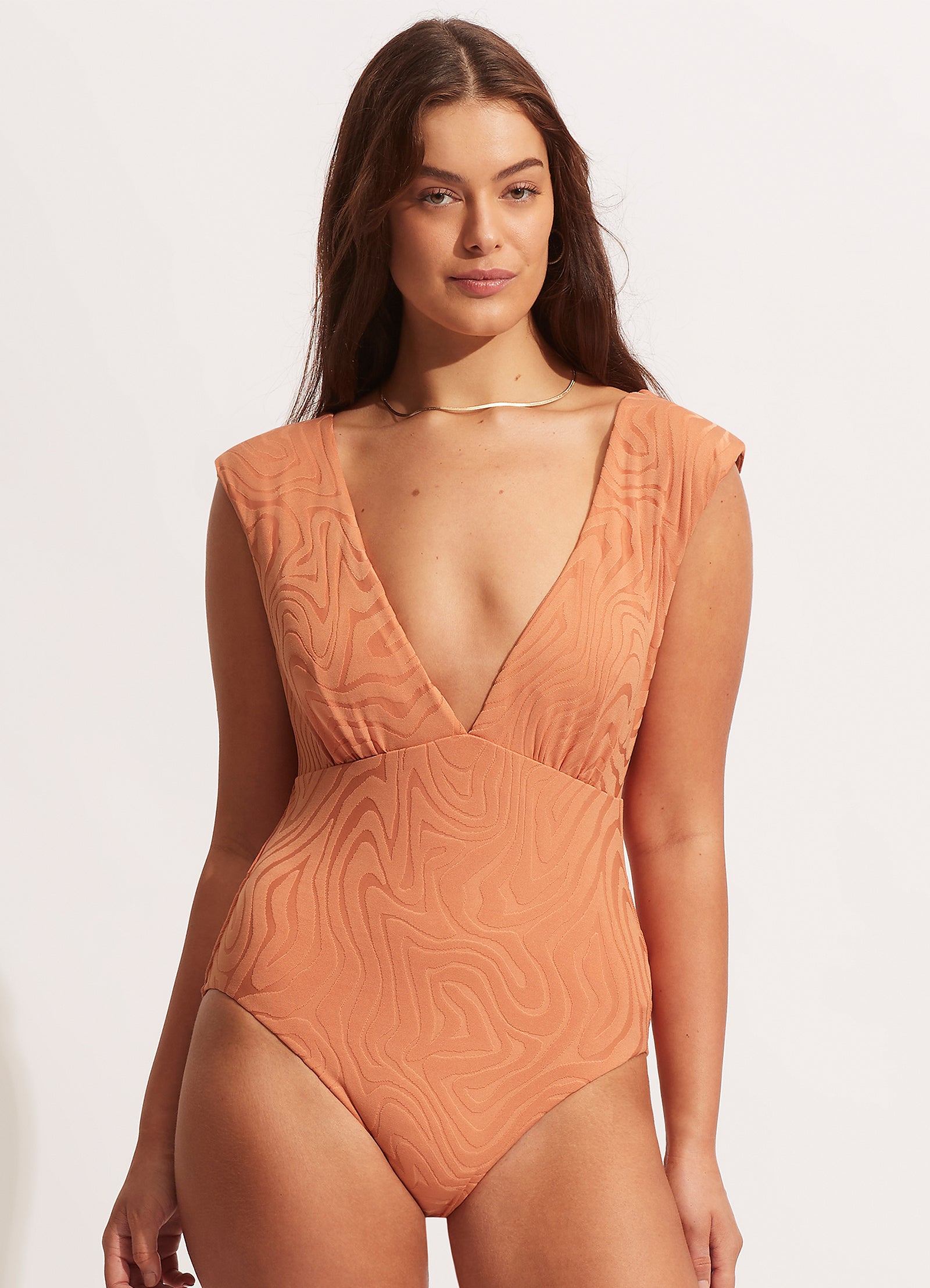 Second Wave V Neck One piece - Copper Tan - Copper Tan