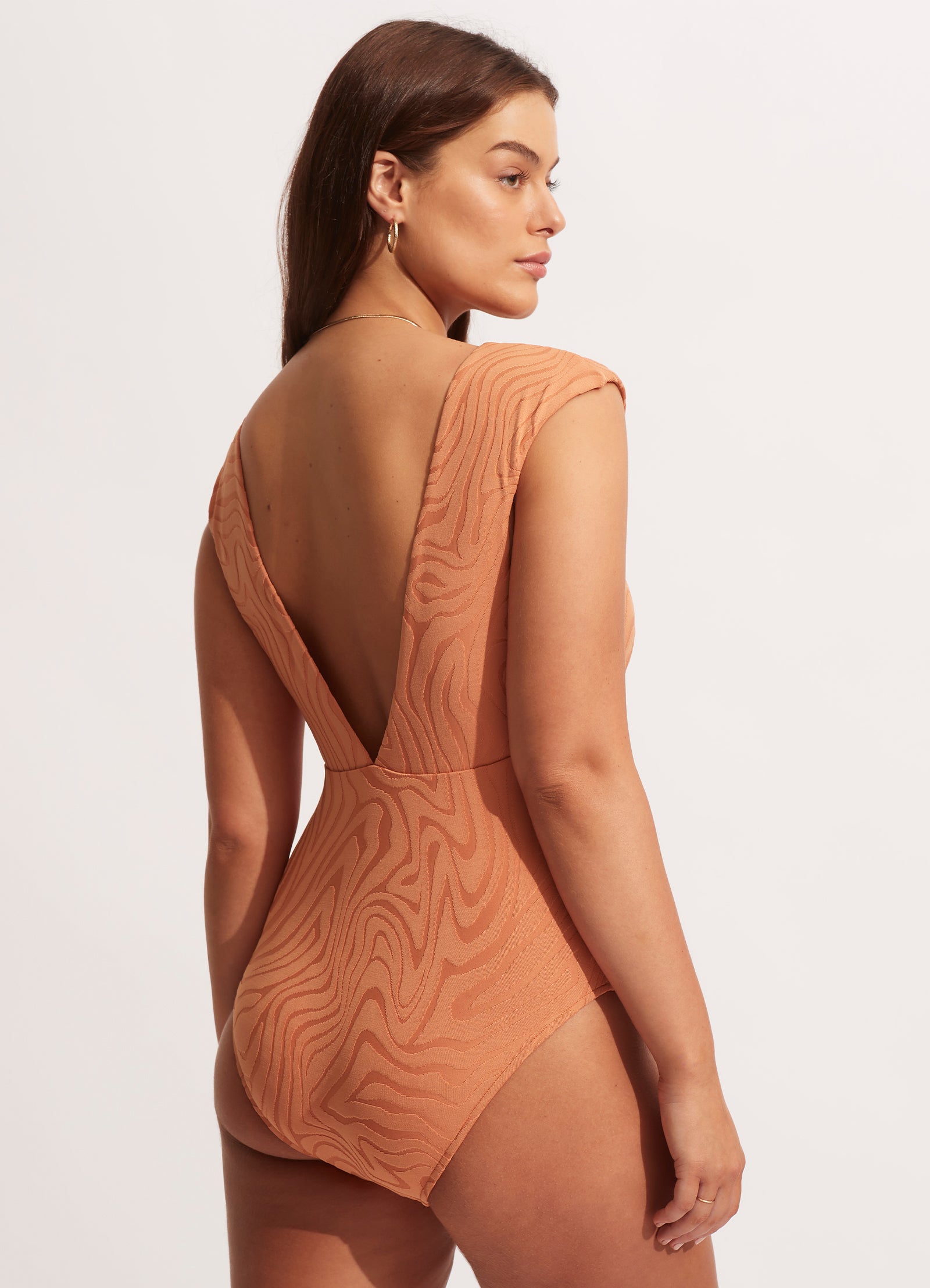 Second Wave V Neck One piece - Copper Tan - Copper Tan view 4