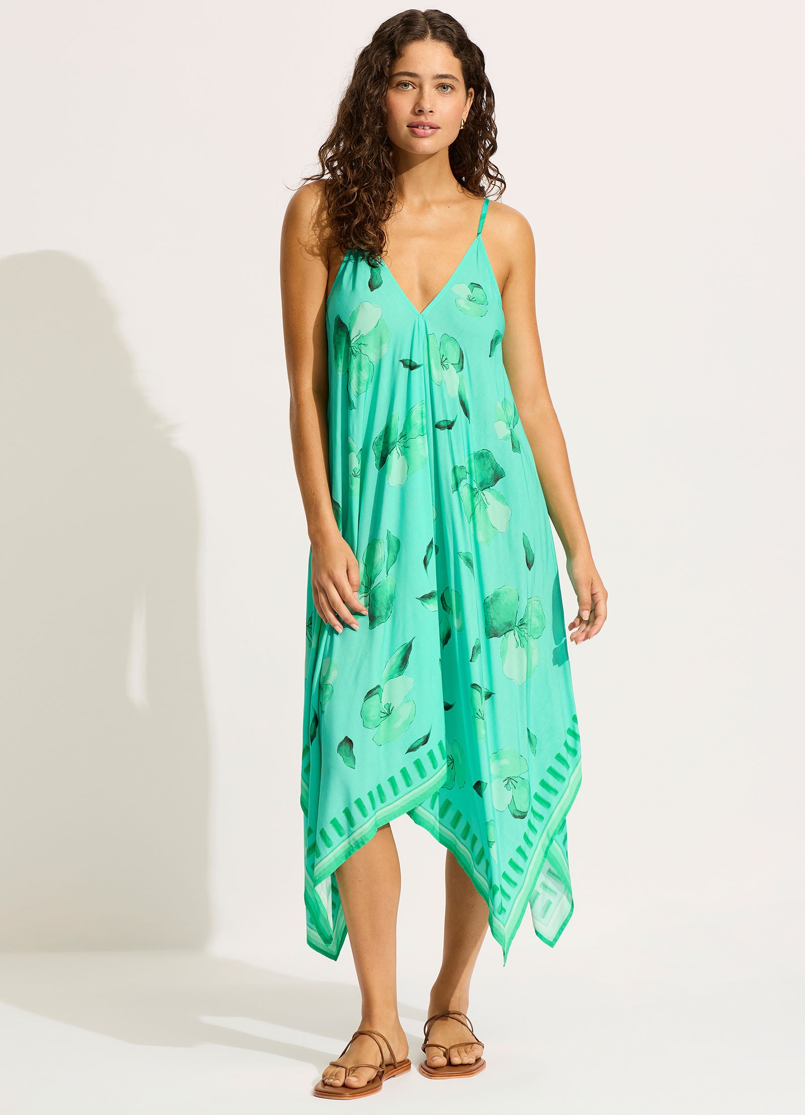 Secret Garden Scarf Midi Dress - Jade - Jade