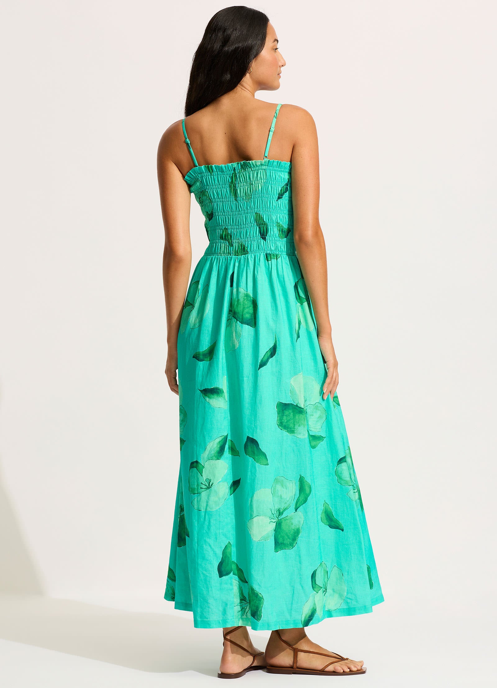 Secret Garden Shirred Maxi Dress - Jade - Jade view 3