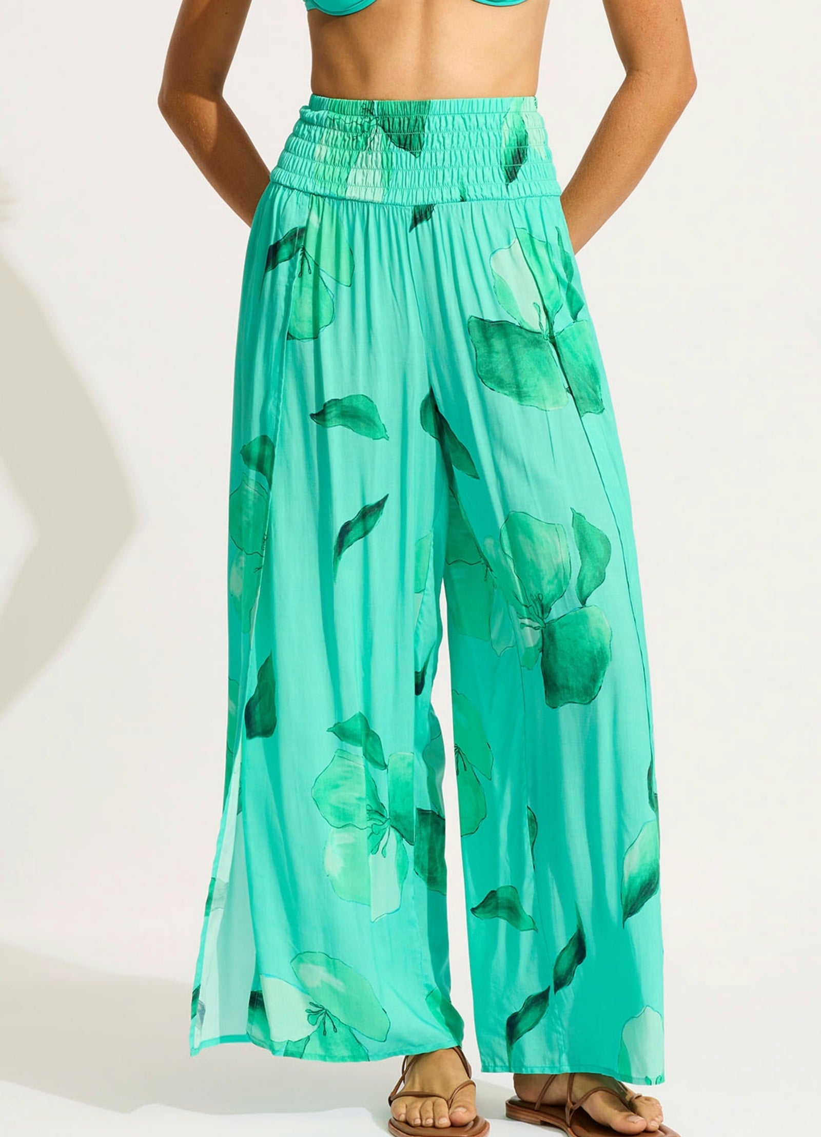 Secret Garden Shirred Wrap Pant - Jade - Jade view 2