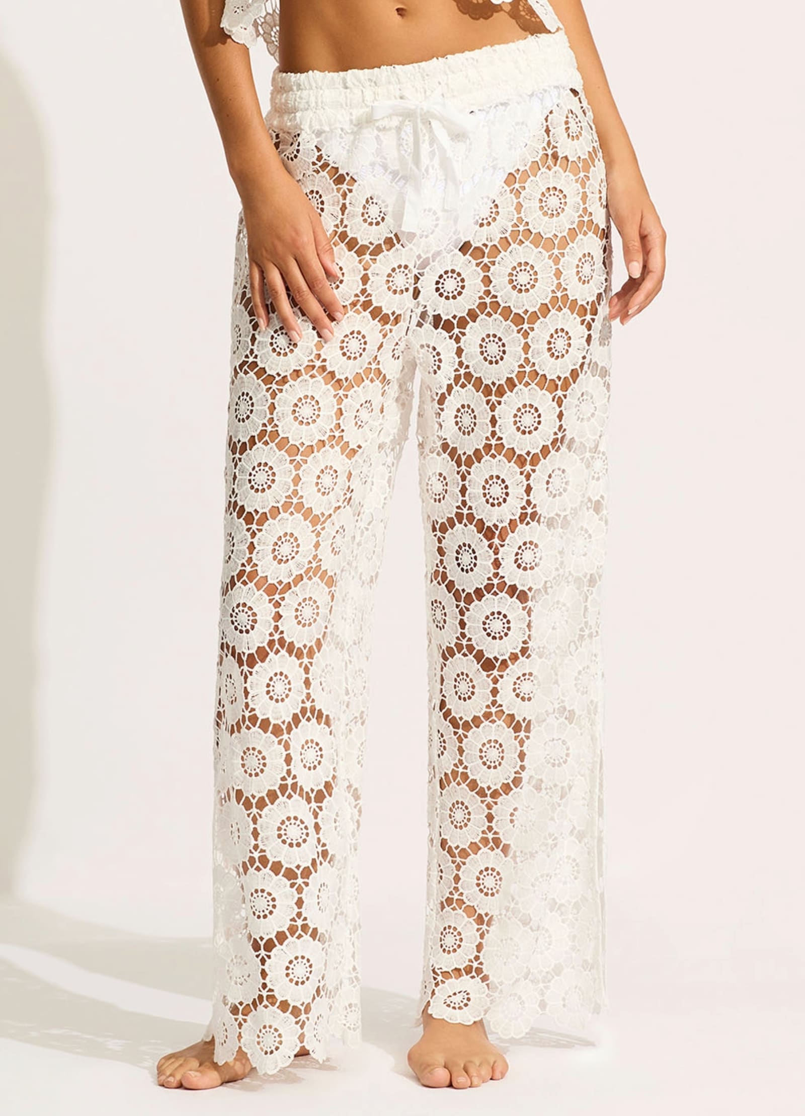 Secret Garden Side Split Pant - White - White view 2
