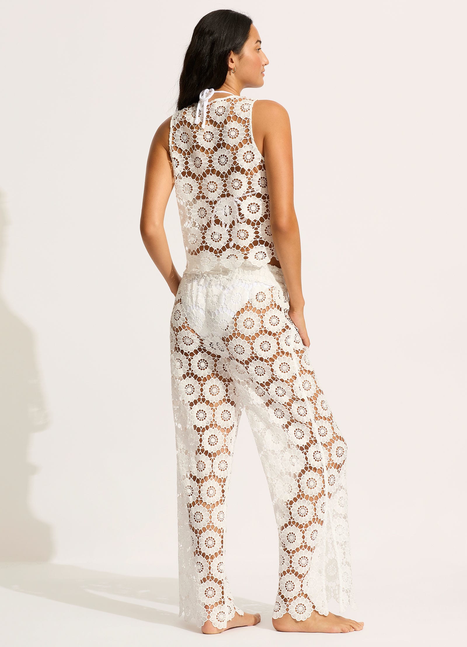 Secret Garden Side Split Pant - White - White view 4