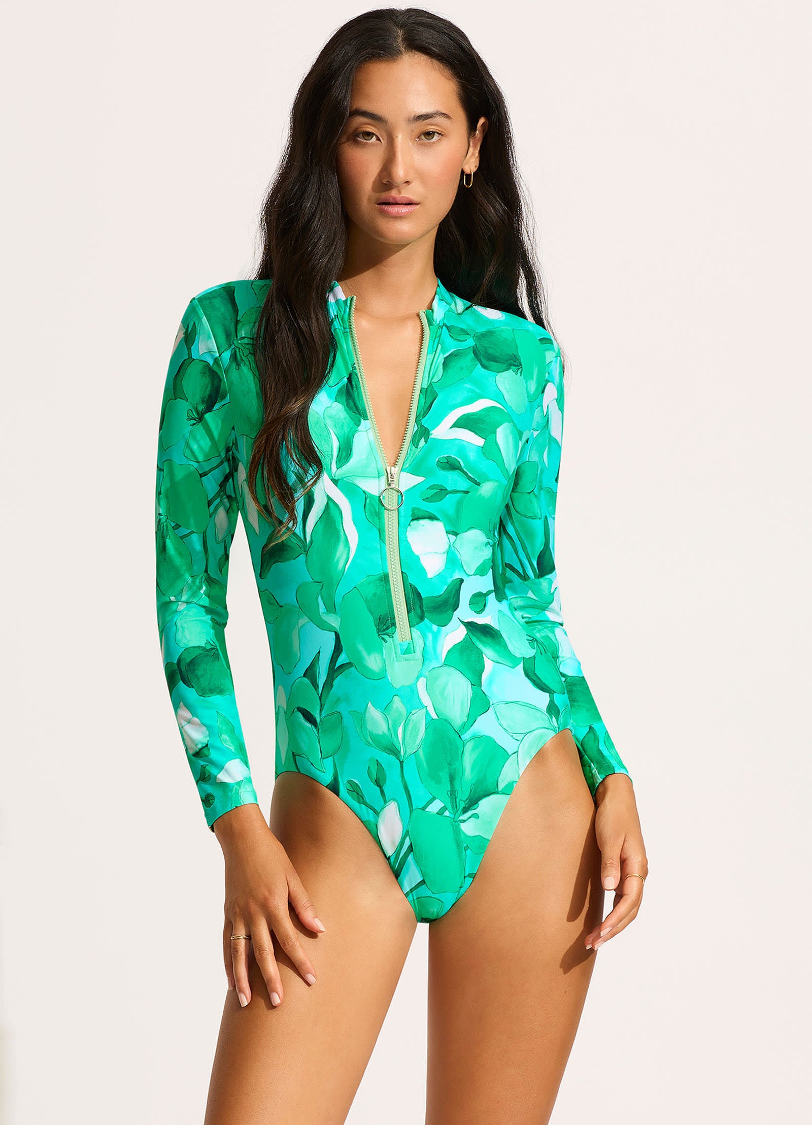 Secret Garden Zip Front Surf Suit - Jade - Jade