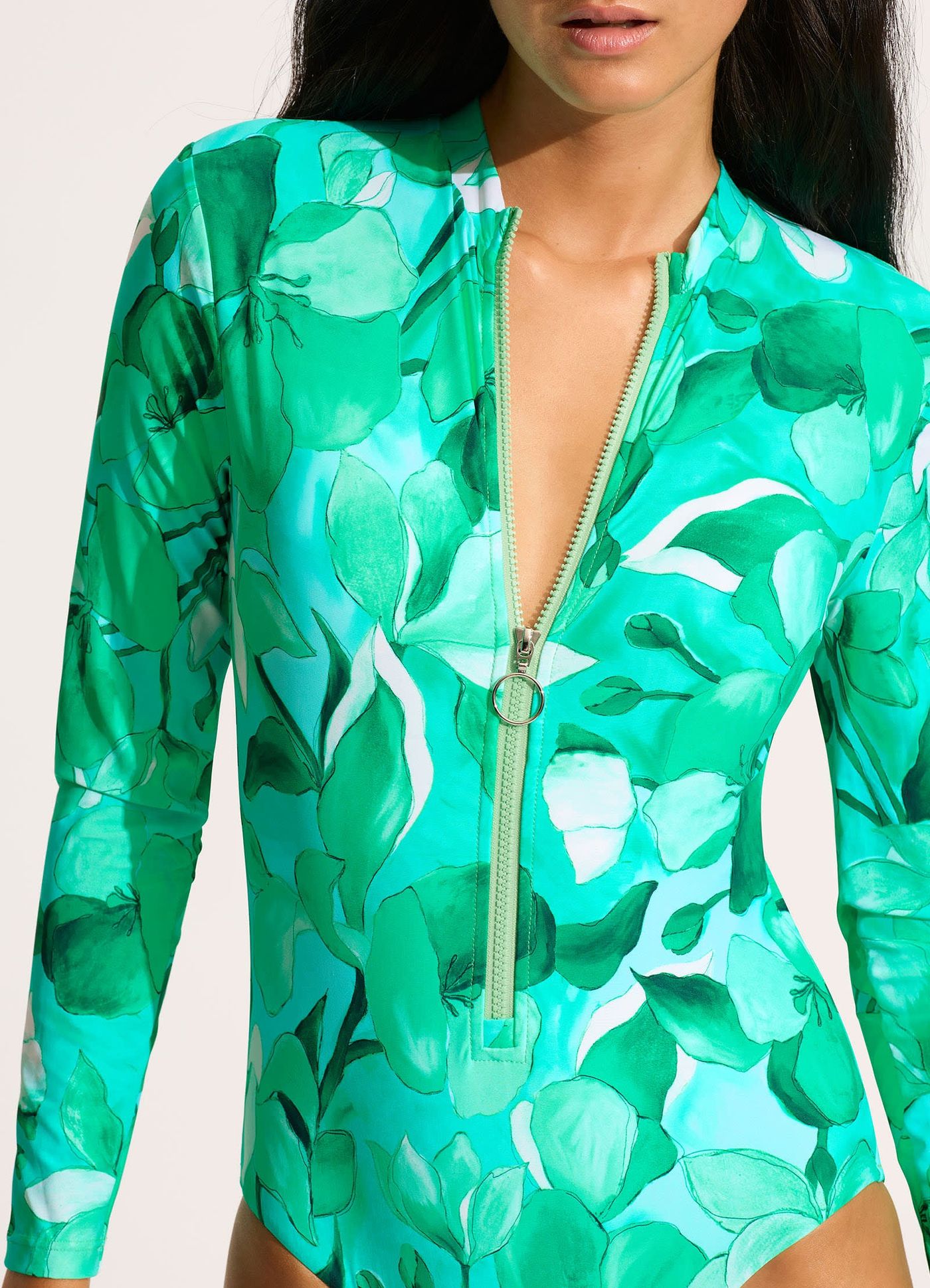 Secret Garden Zip Front Surf Suit - Jade - Jade view 4