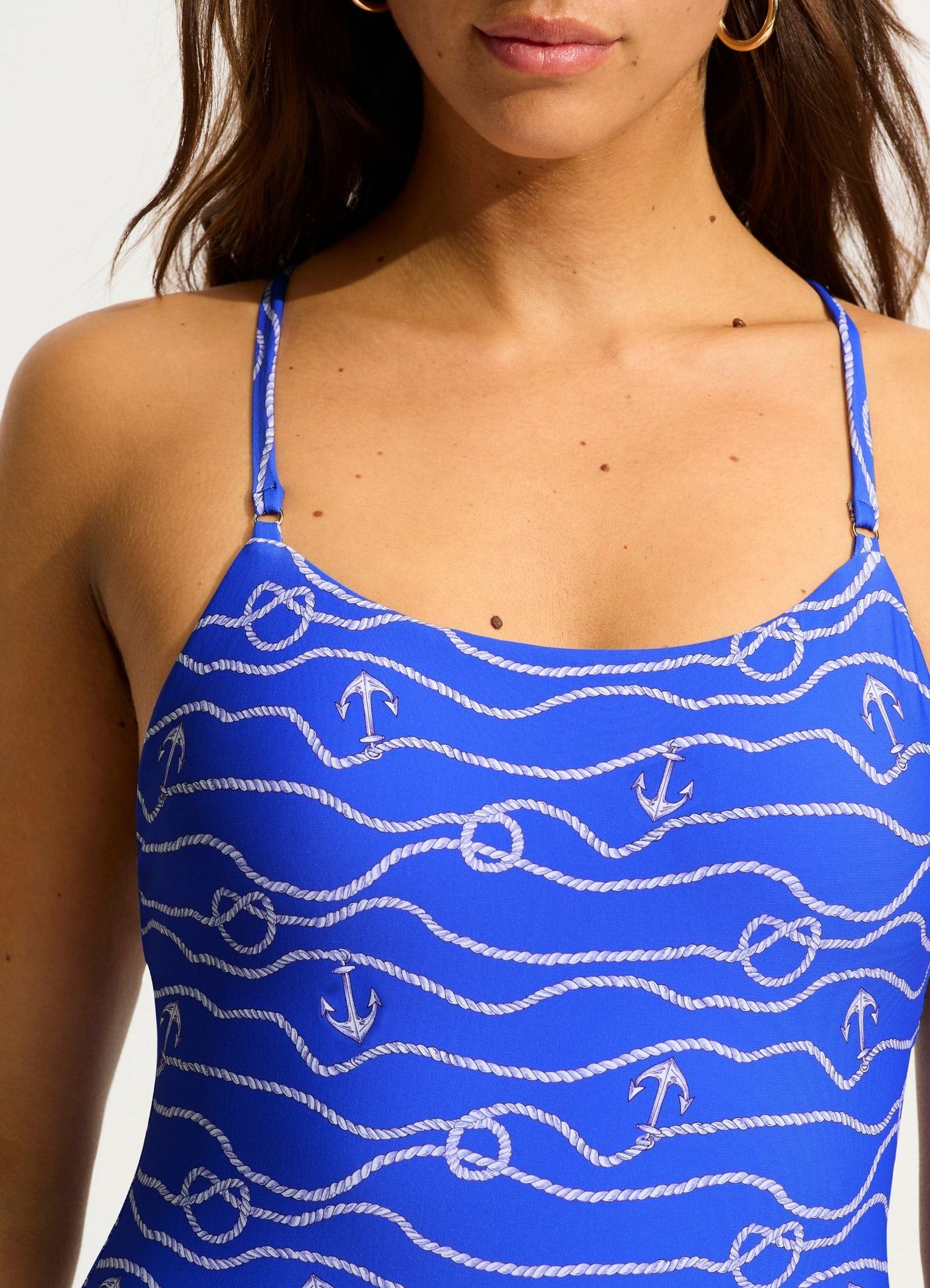 Set Sail Scoop Neck One Piece - Azure - Azure view 4