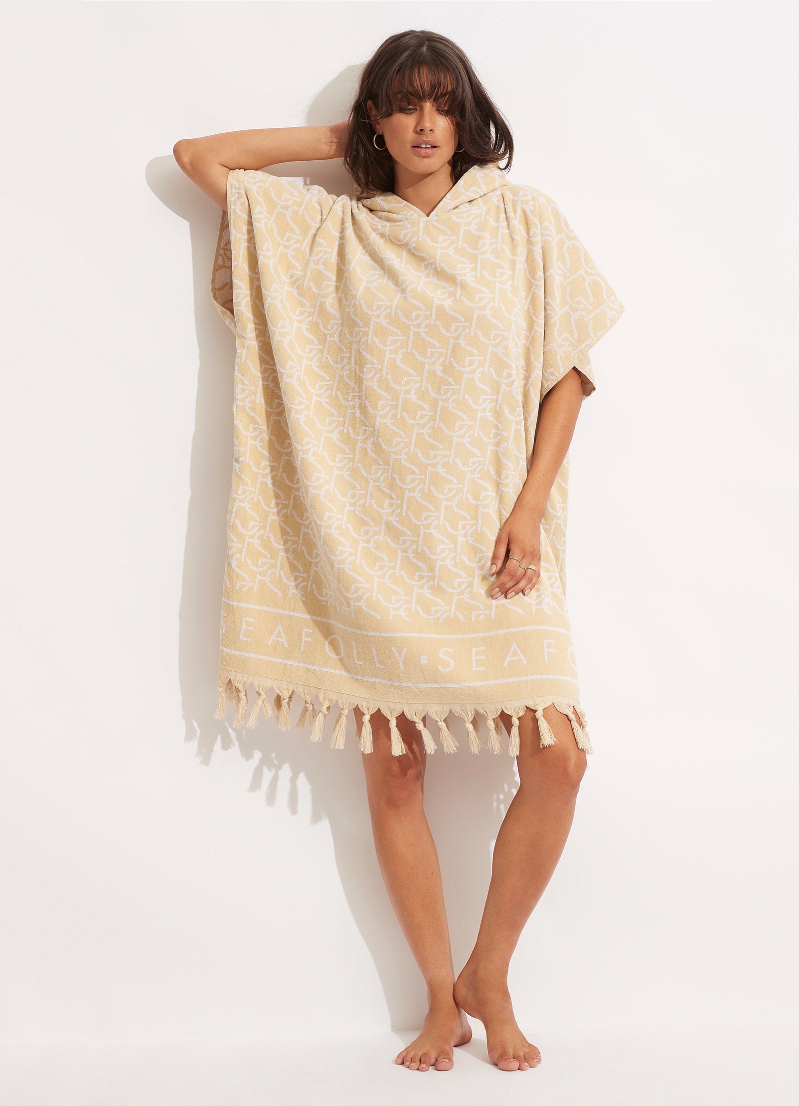 SF Monogram Towel Poncho - Natural - Natural
