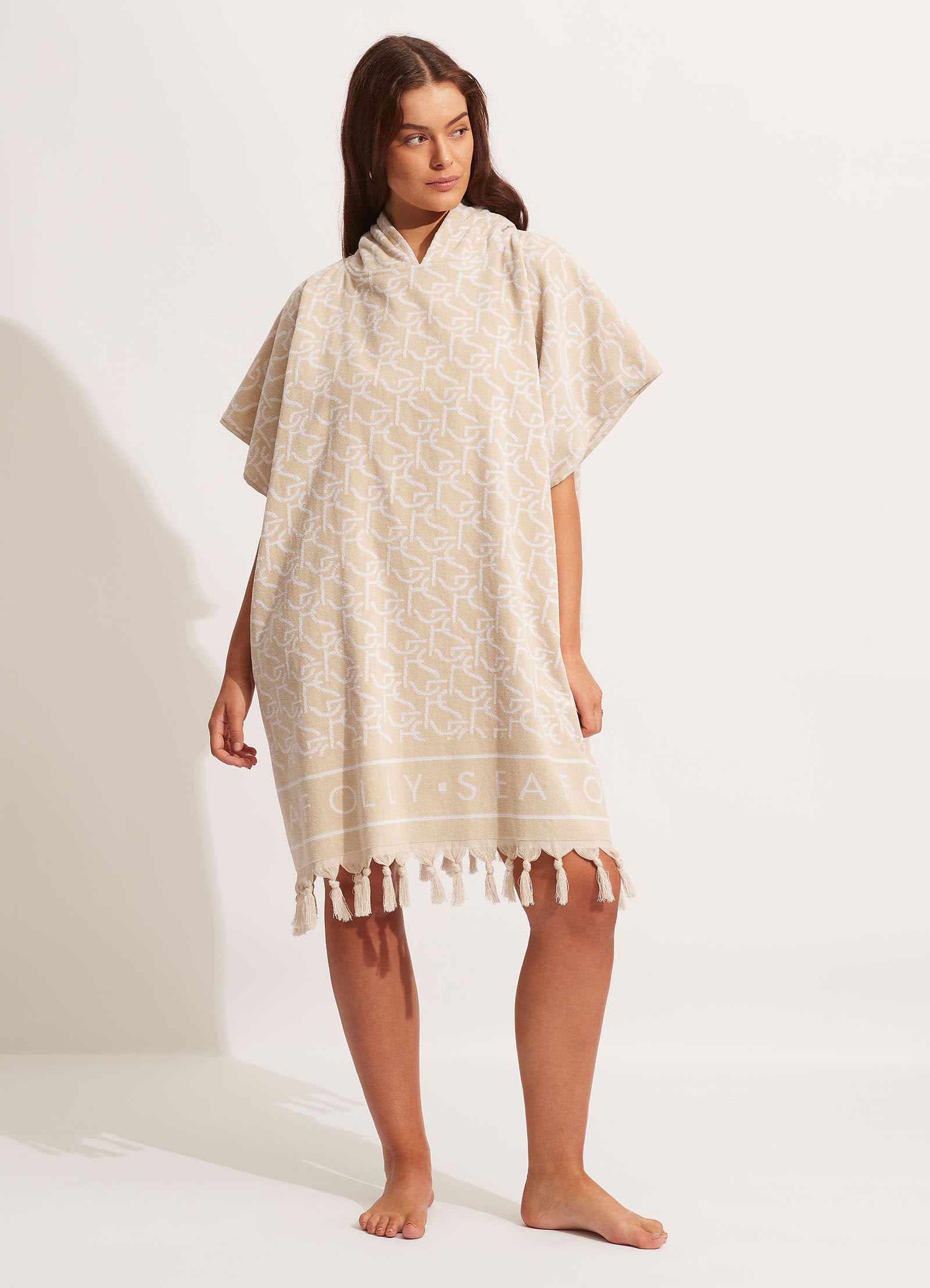 SF Monogram Towel Poncho - Natural - Natural view 2