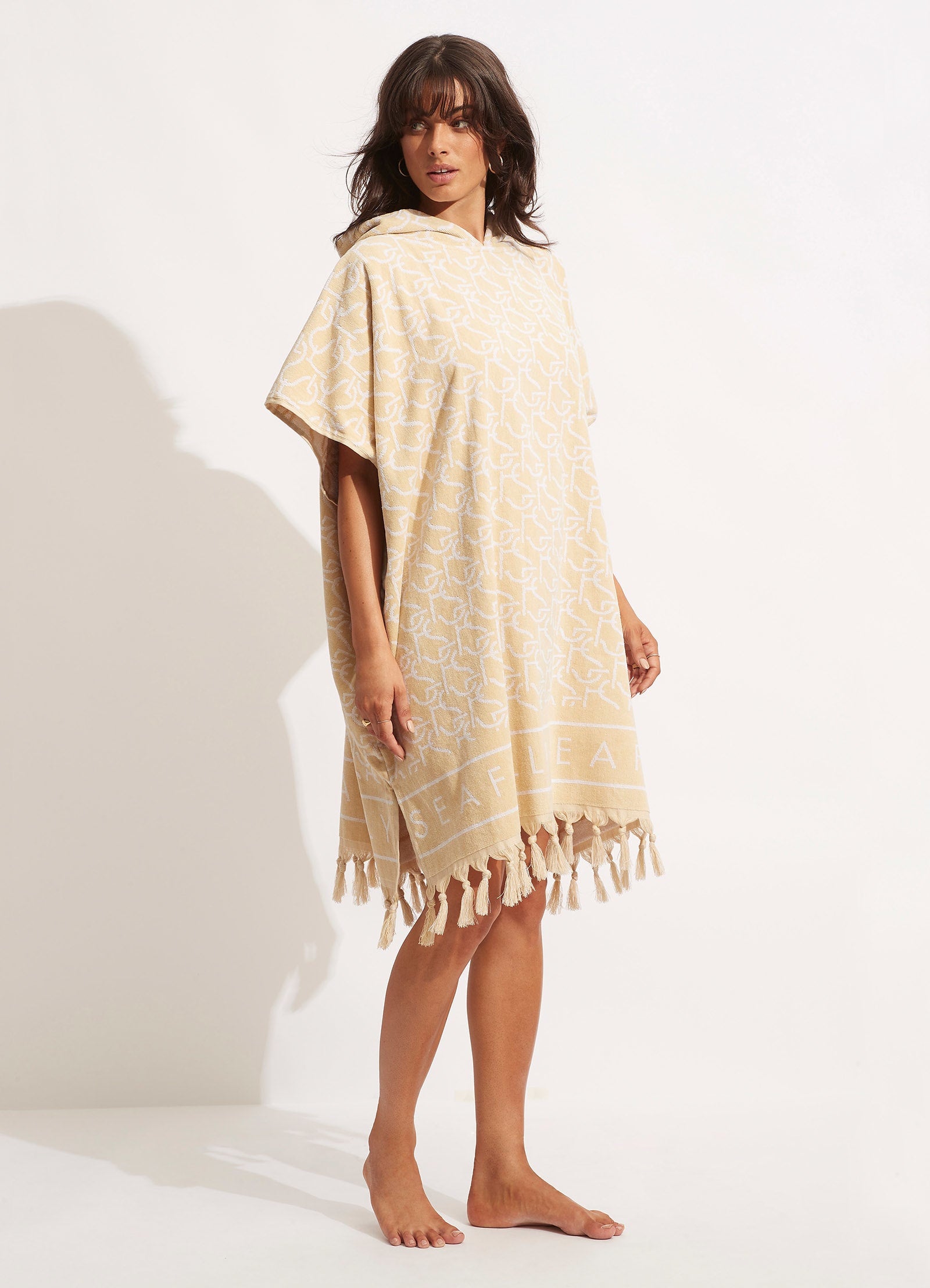 SF Monogram Towel Poncho - Natural - Natural view 3