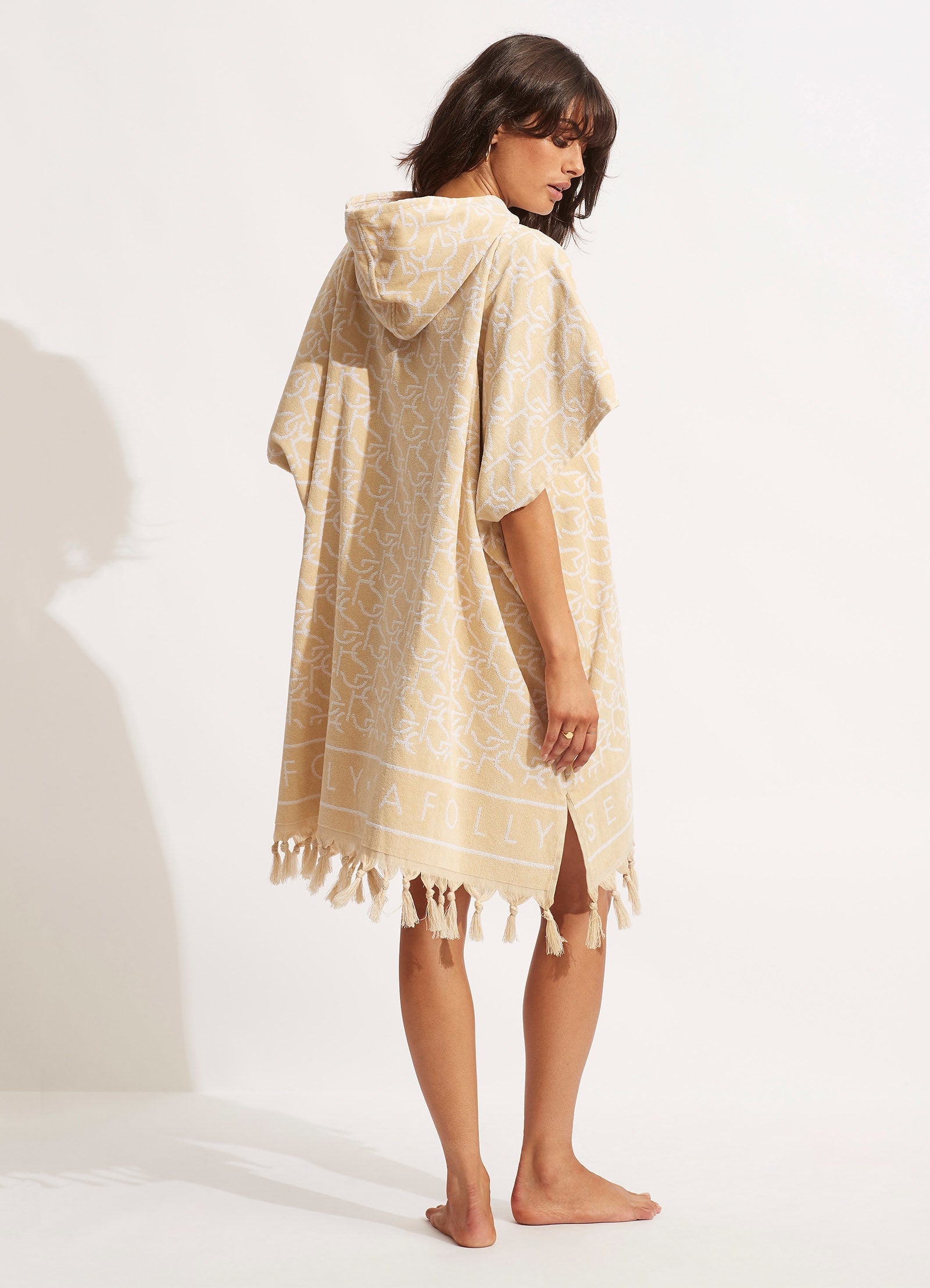 SF Monogram Towel Poncho - Natural - Natural view 4