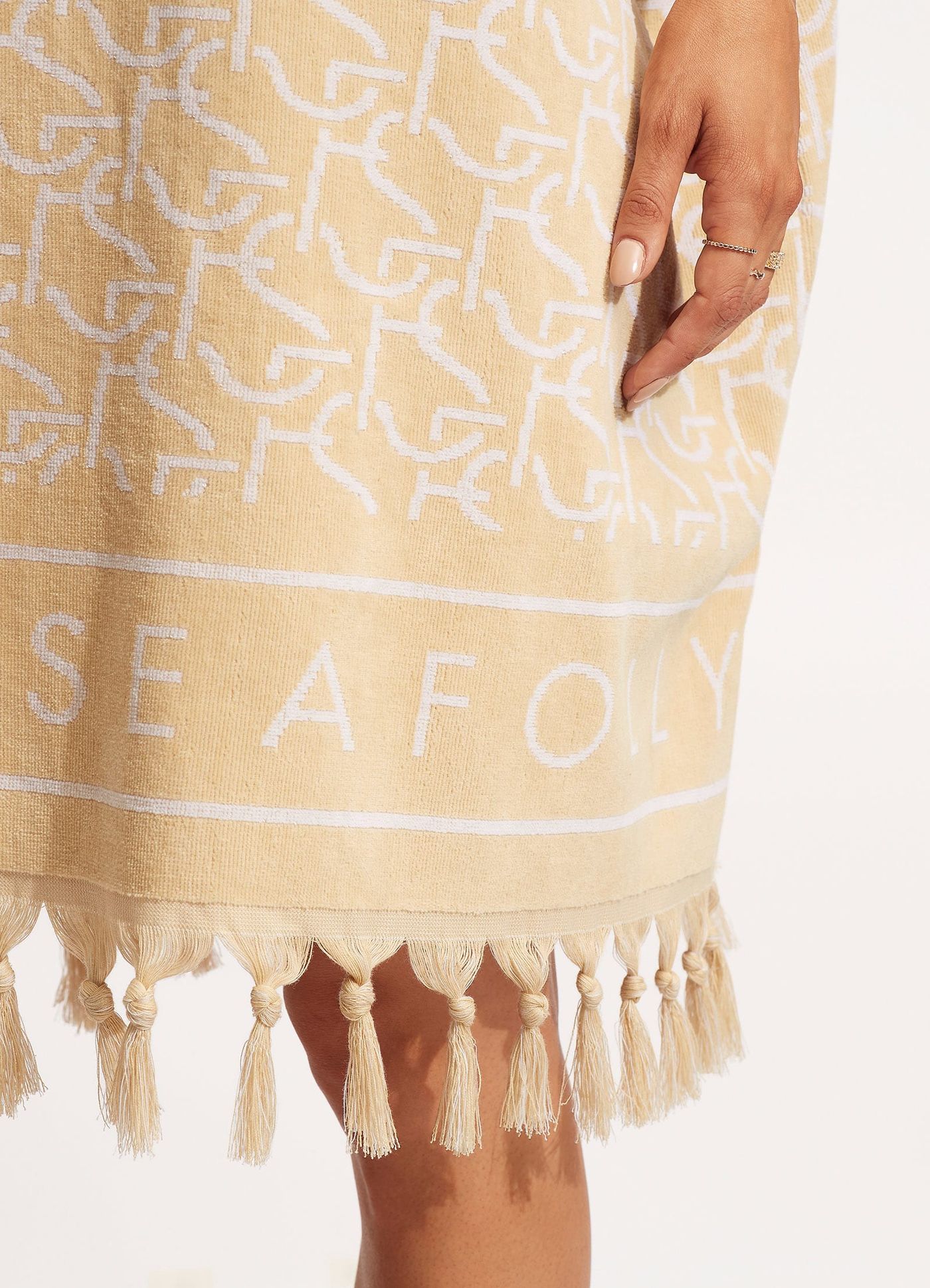 SF Monogram Towel Poncho - Natural - Natural view 6