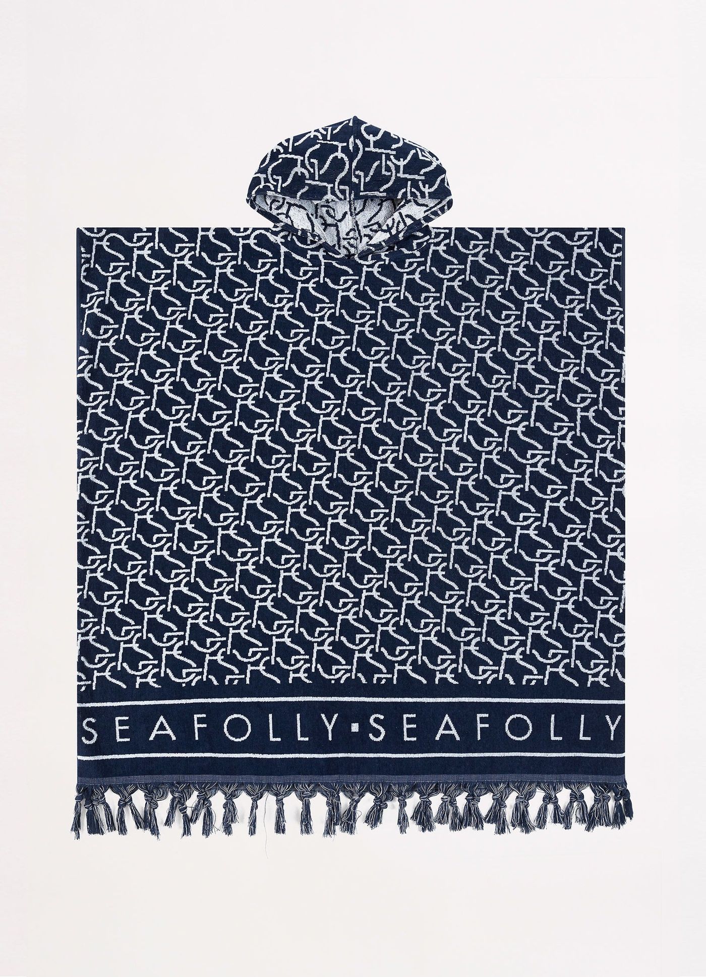 SF Monogram Towel Poncho - True Navy - True Navy view 6