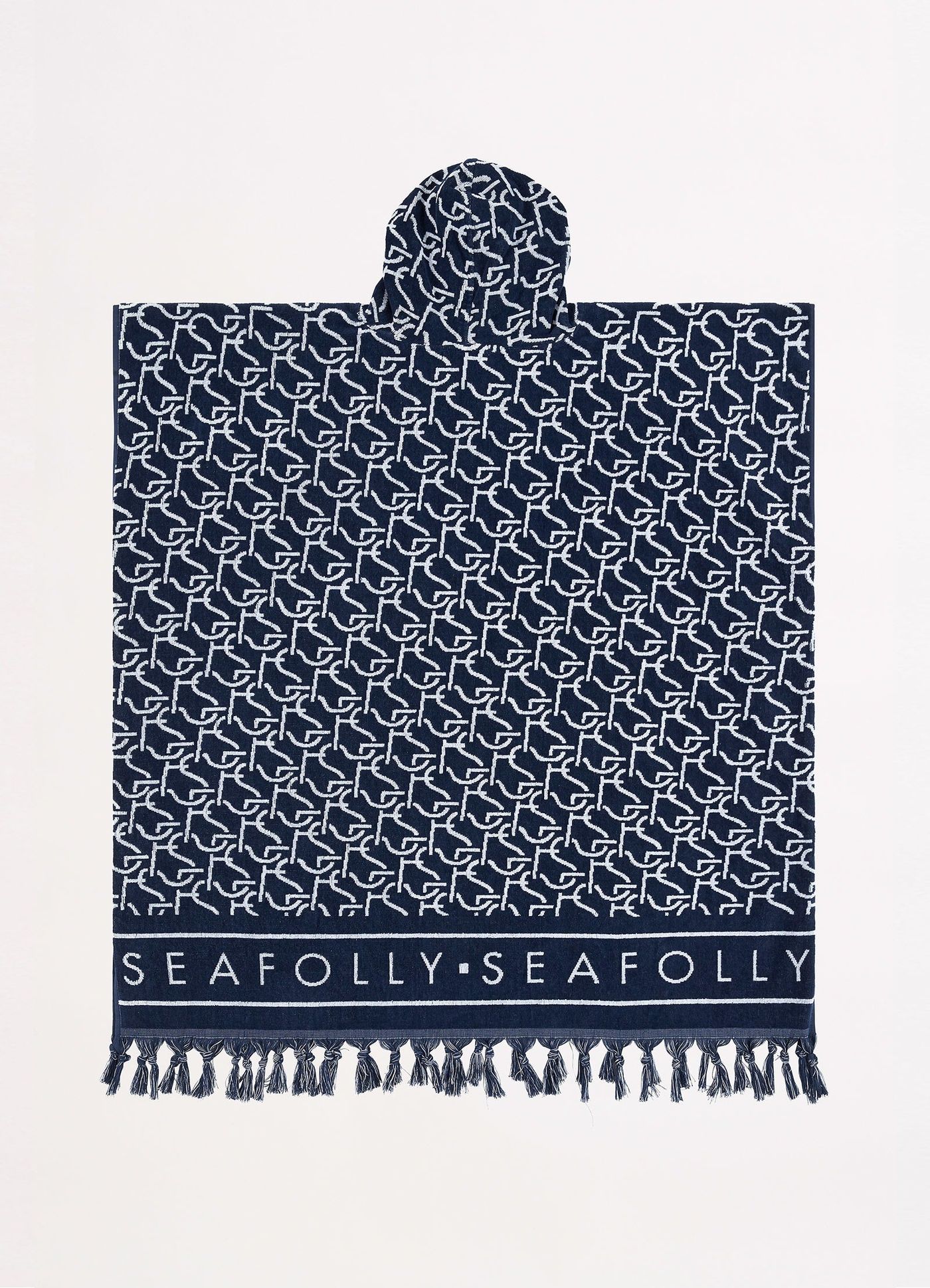 SF Monogram Towel Poncho - True Navy - True Navy view 7