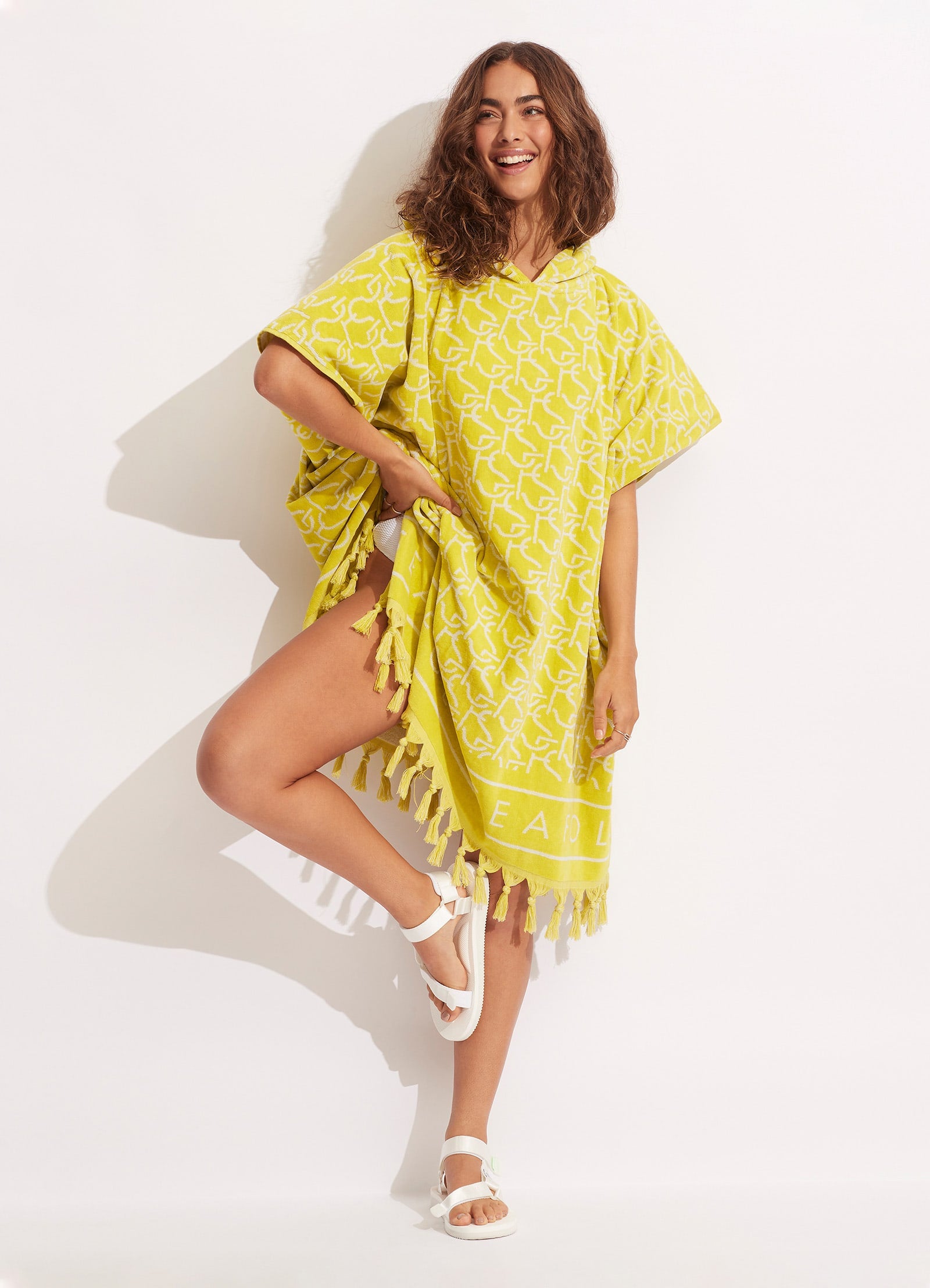SF Monogram Towel Poncho - Wild Lime - Wild Lime