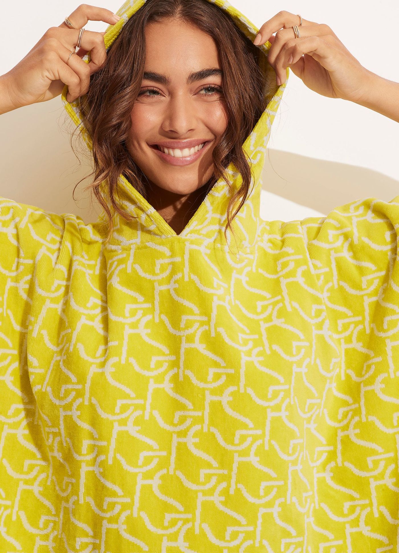SF Monogram Towel Poncho - Wild Lime - Wild Lime view 4