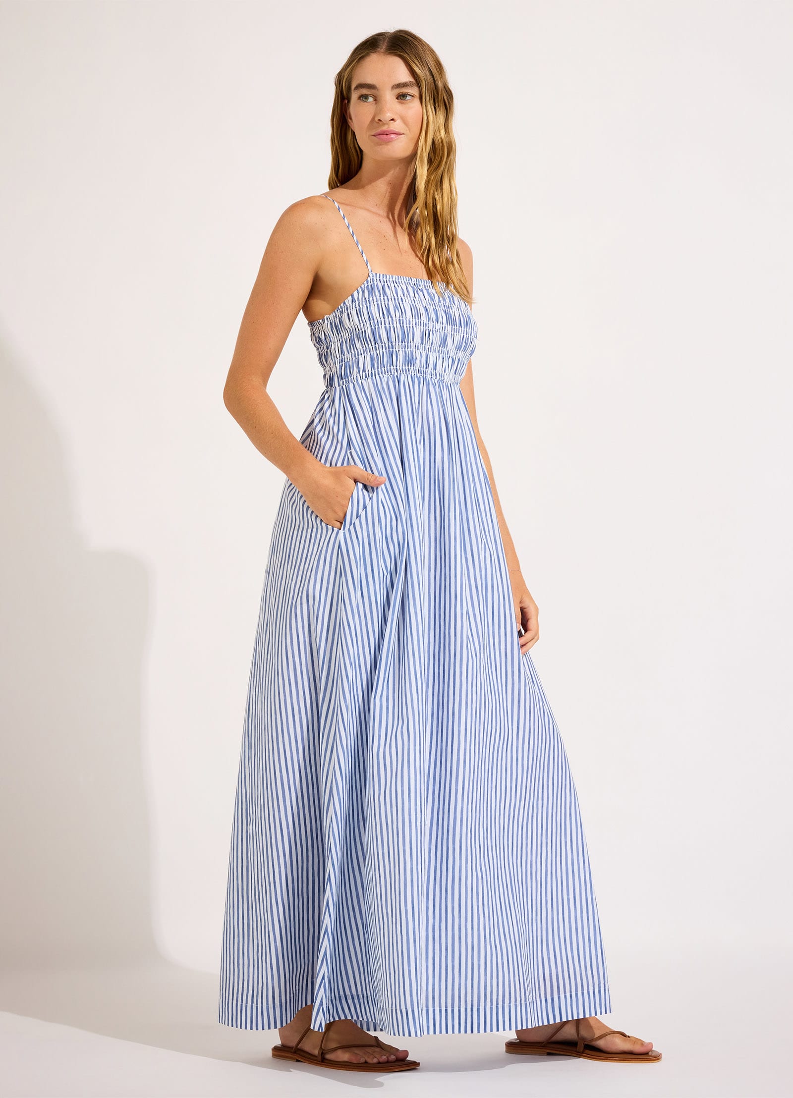 Shirred Midi Dress - Ultramarine view 2