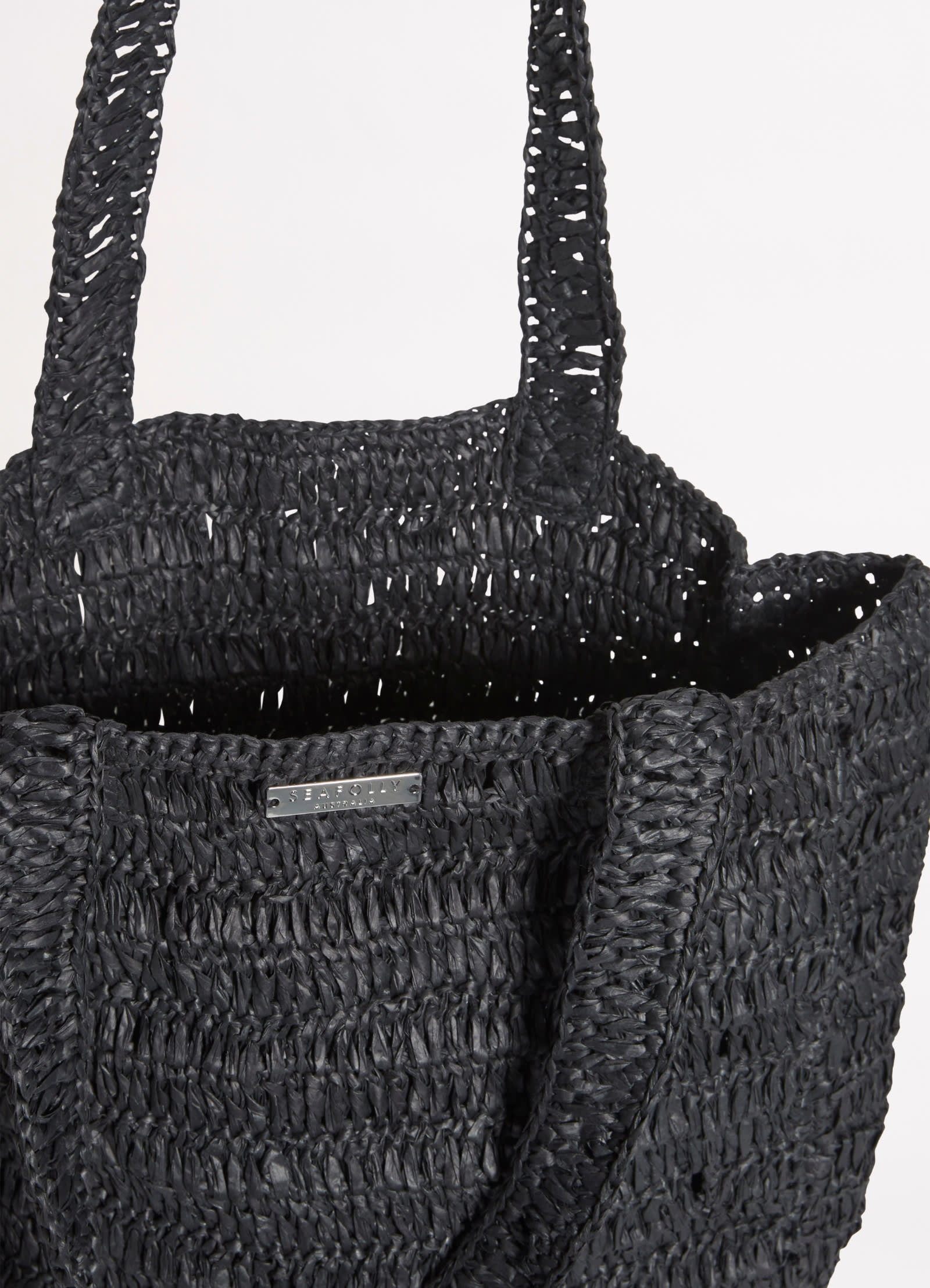 Shores Woven Tote Bag - Black - Black view 3