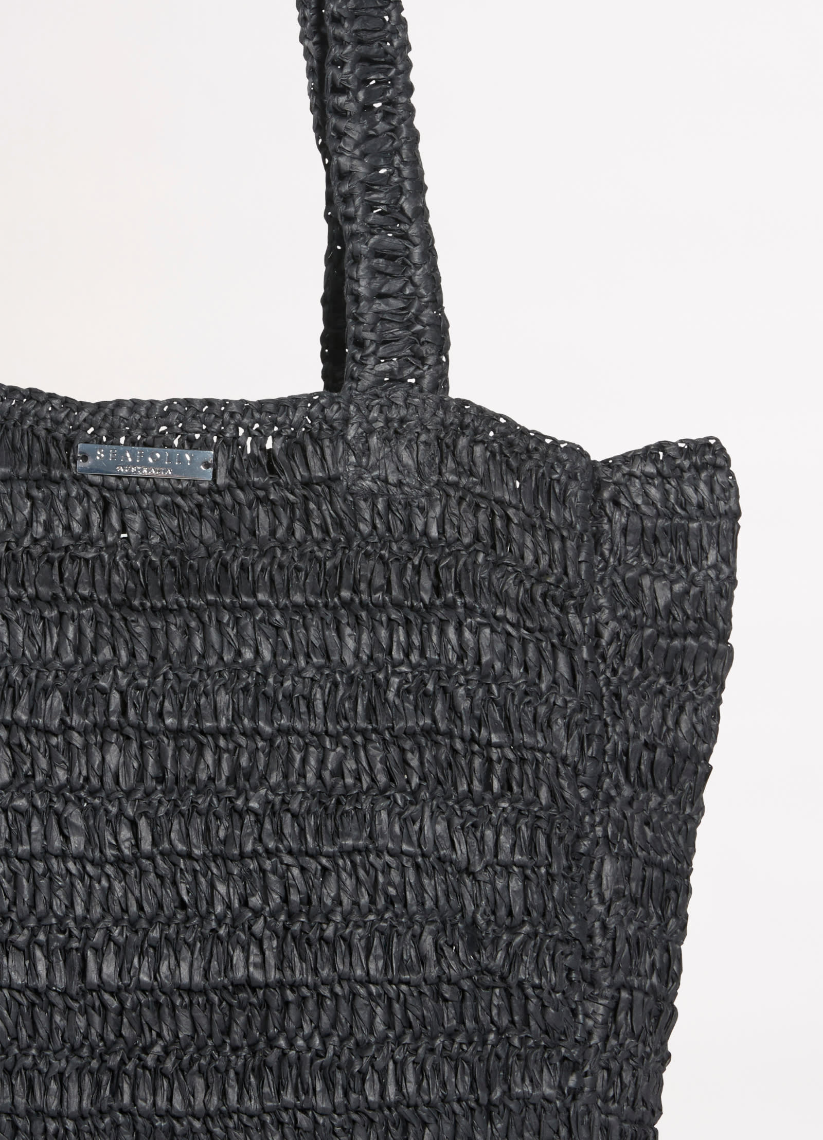 Shores Woven Tote Bag - Black - Black view 4