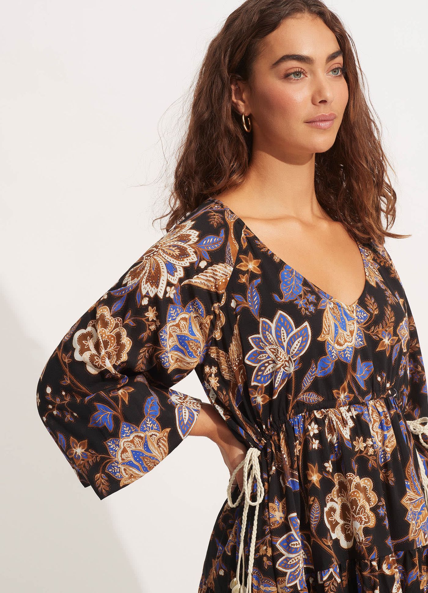 Silk Road Tier Mini Dress - Black - Black view 4