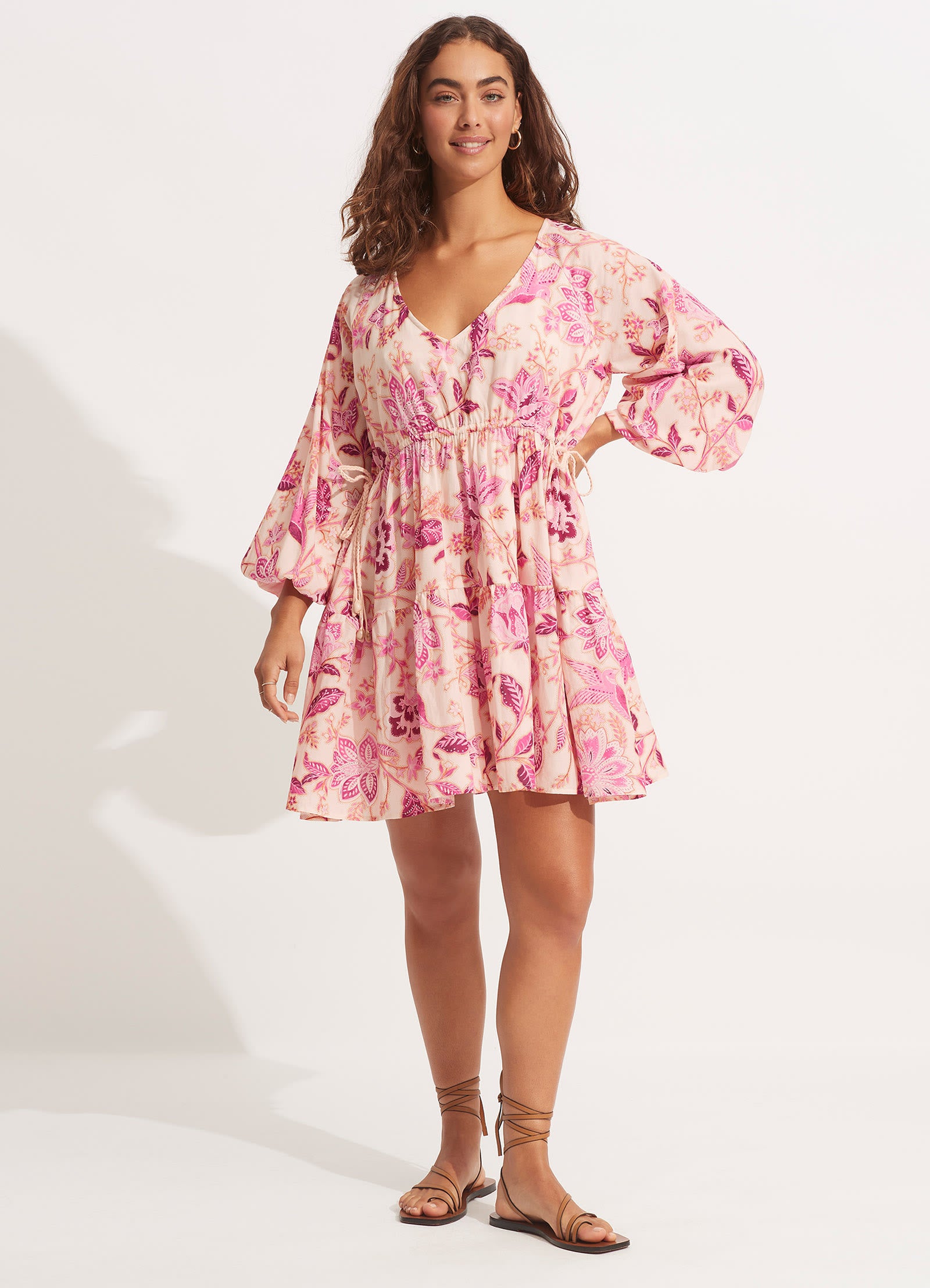 Silk Road Tier Mini Dress - Parfait Pink - Parfait Pink