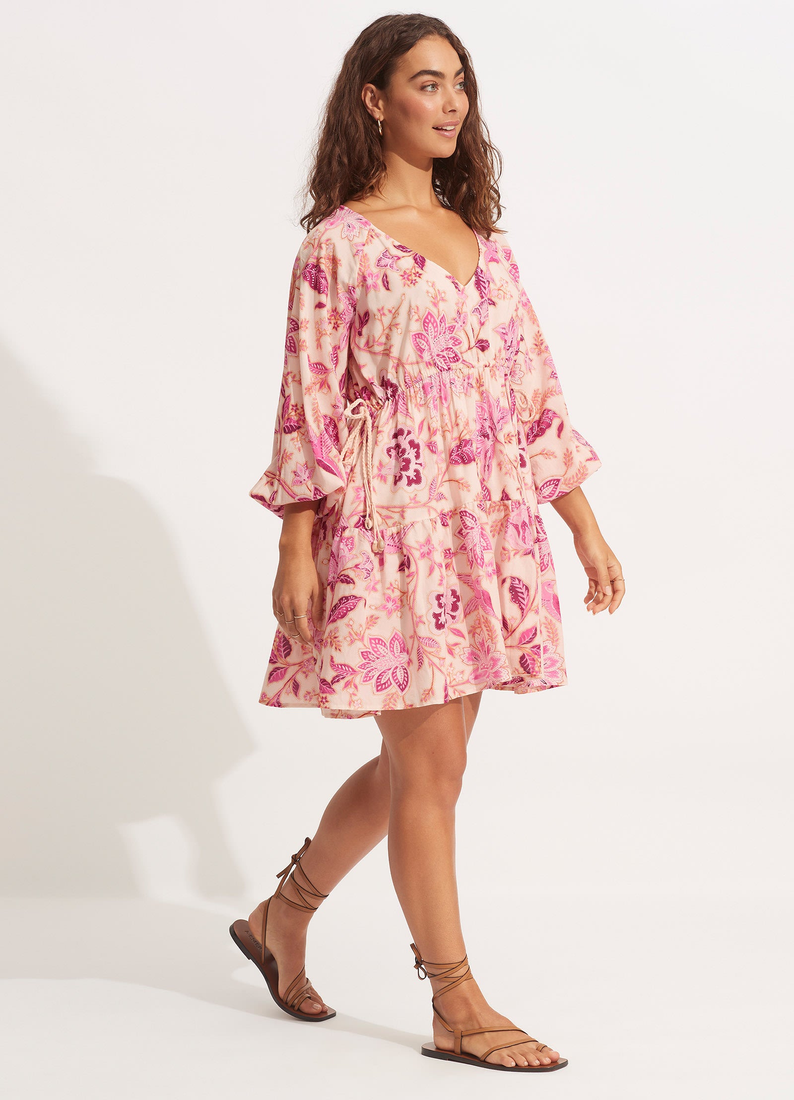 Silk Road Tier Mini Dress - Parfait Pink - Parfait Pink view 2