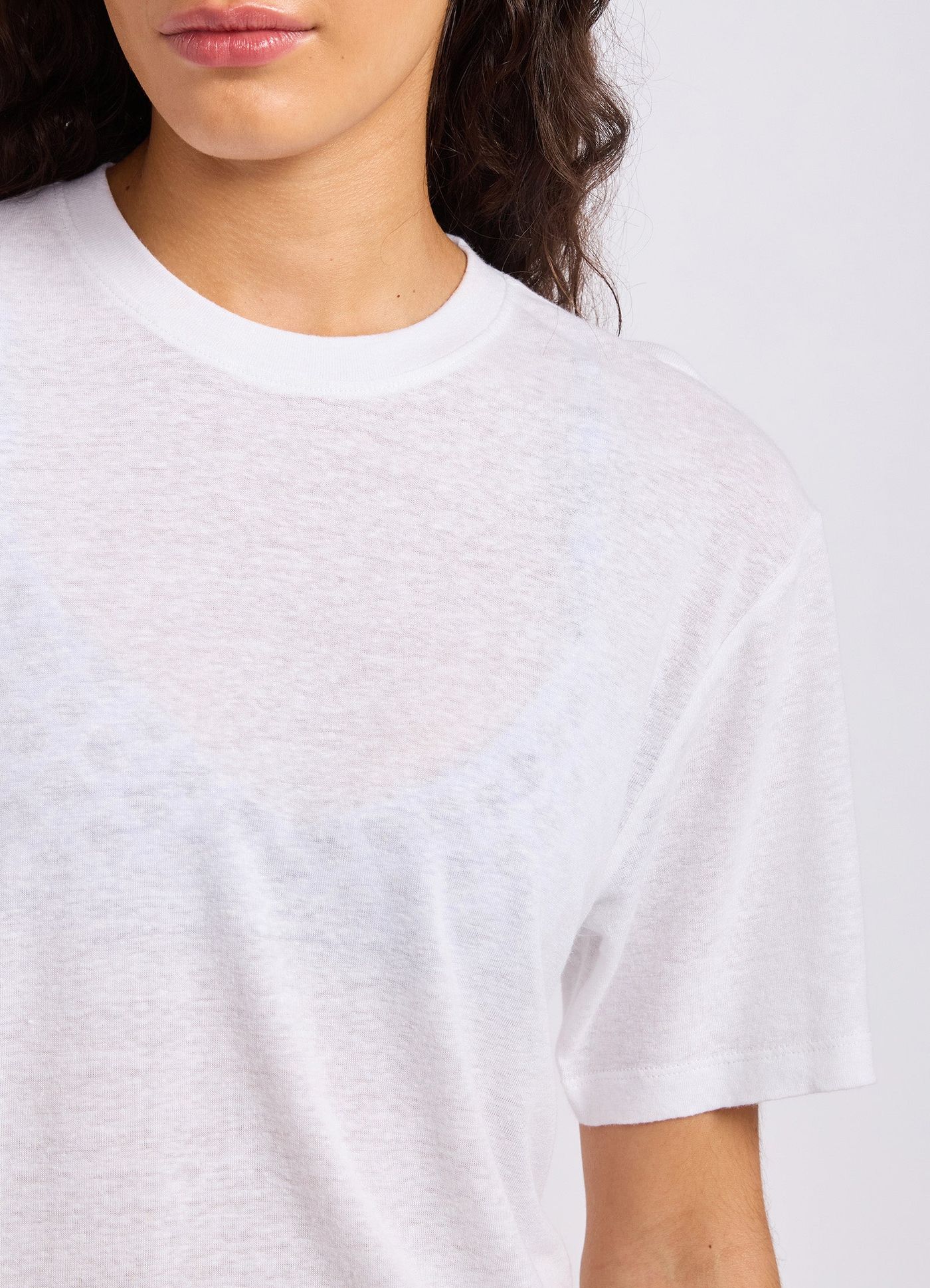 Slub Linen Boyfriend T-Shirt - White view 5