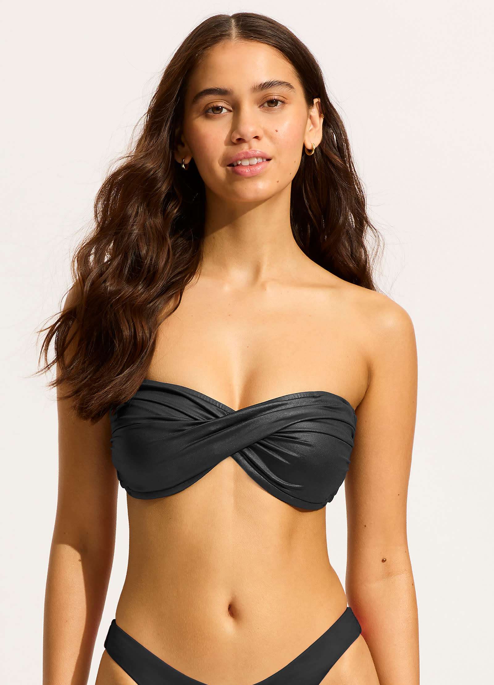 Soleil Twist Bandeau Bikini Top - Black - Black view 2
