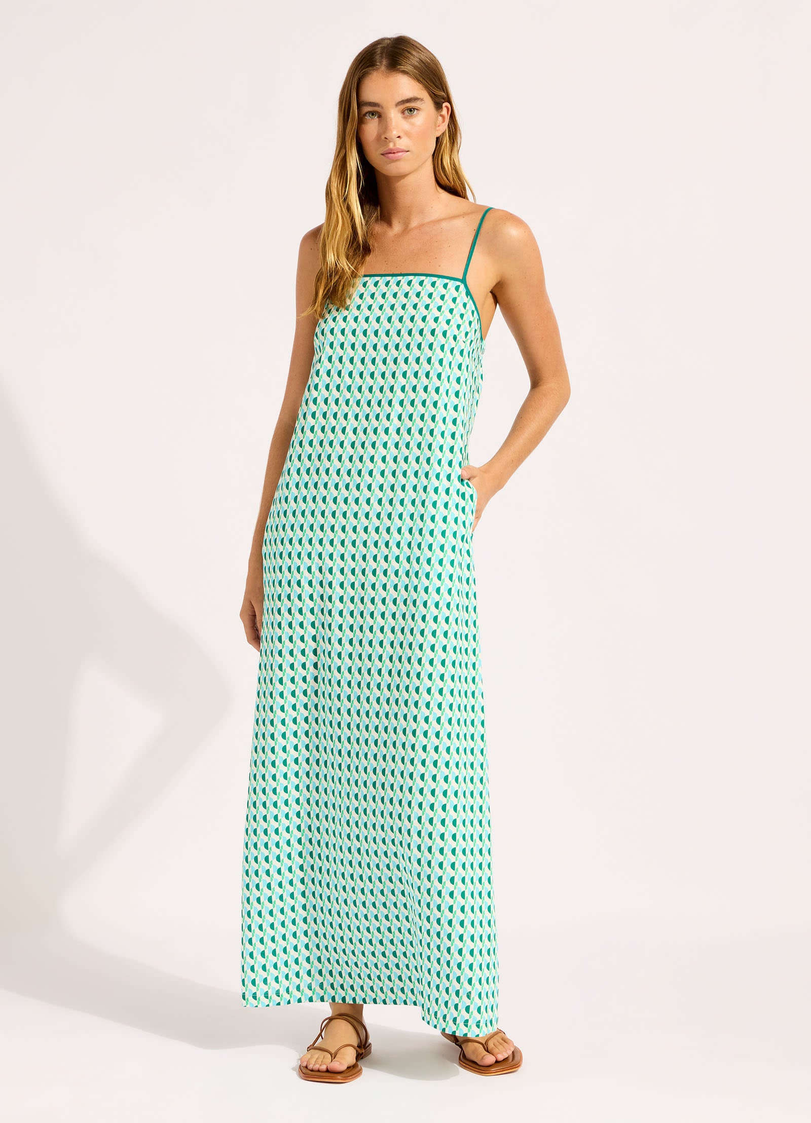 Sorrento Bandeau Triangle Maxi Dress - Vivid Green