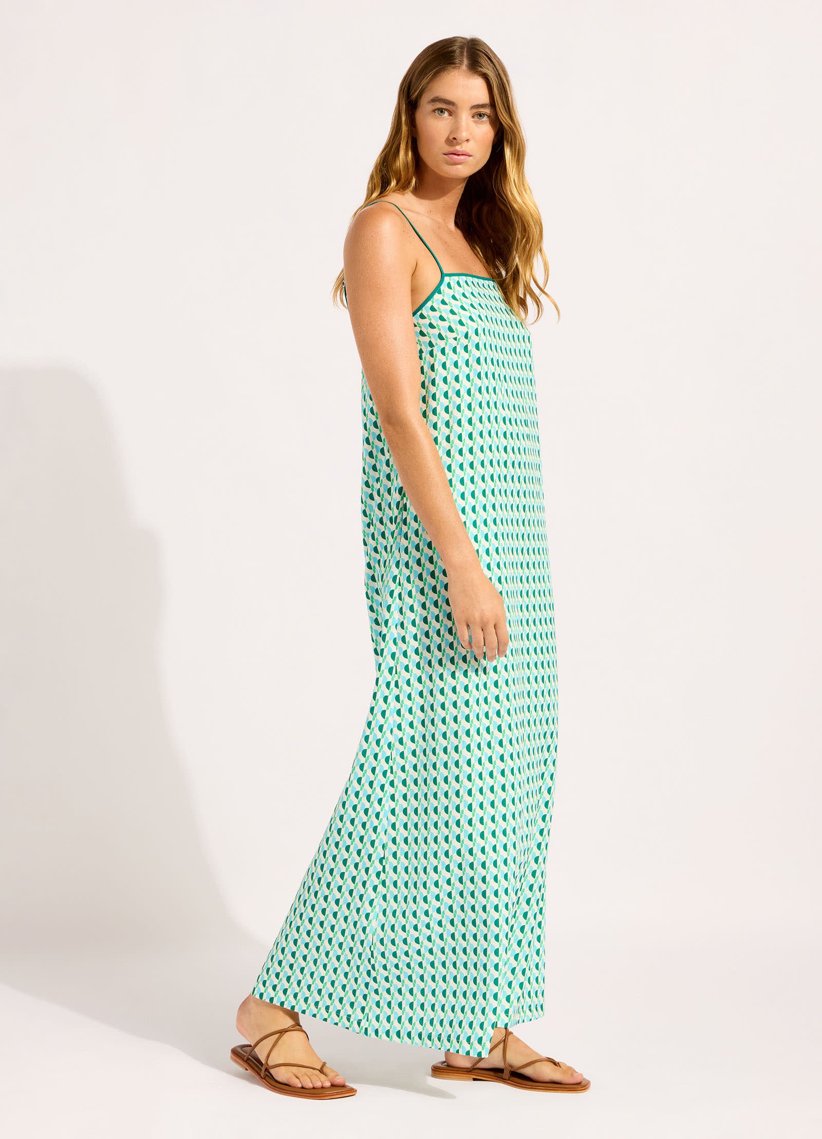 Sorrento Bandeau Triangle Maxi Dress - Vivid Green view 2