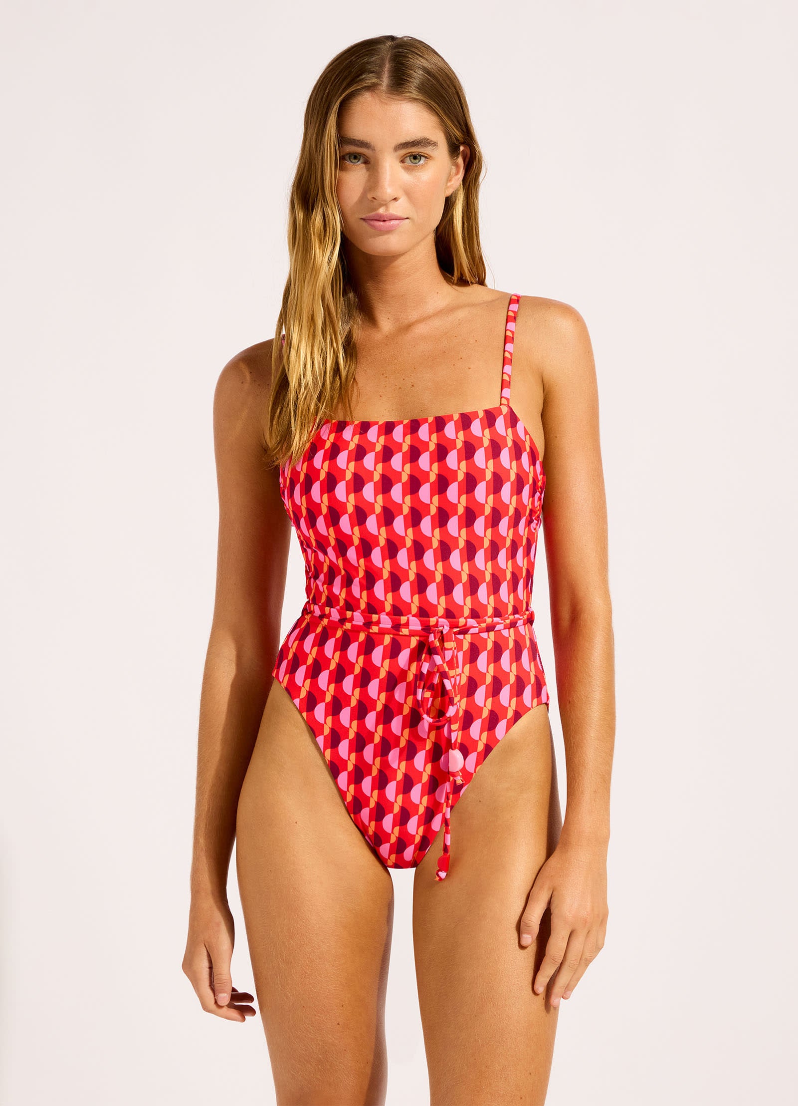 Sorrento Reversible Square Neck One Piece Swimsuit - Flame