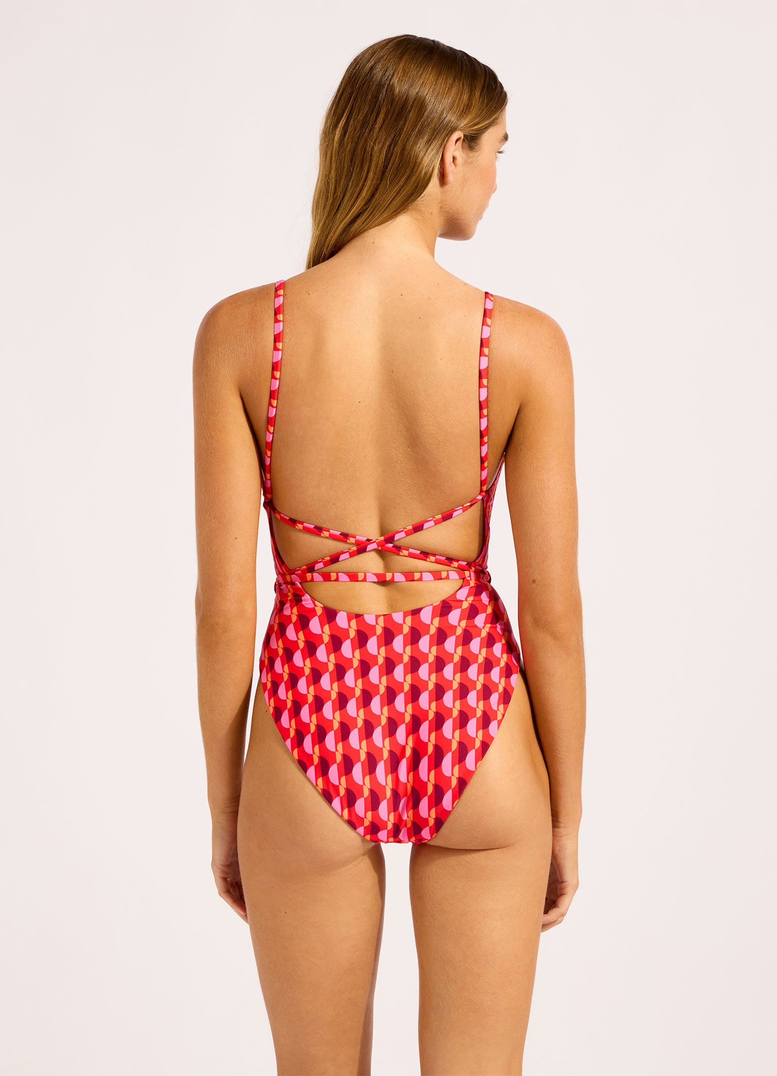 Sorrento Reversible Square Neck One Piece Swimsuit - Flame view 3