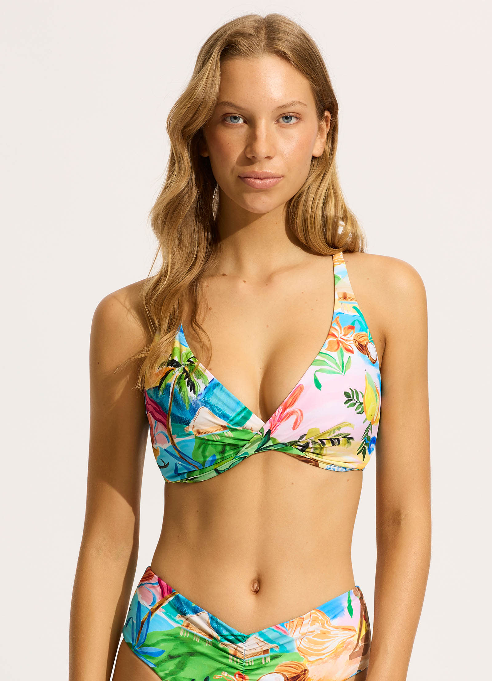 South Pacific Wrap Front F Cup Bikini Top - Turquoise - Turquoise view 2