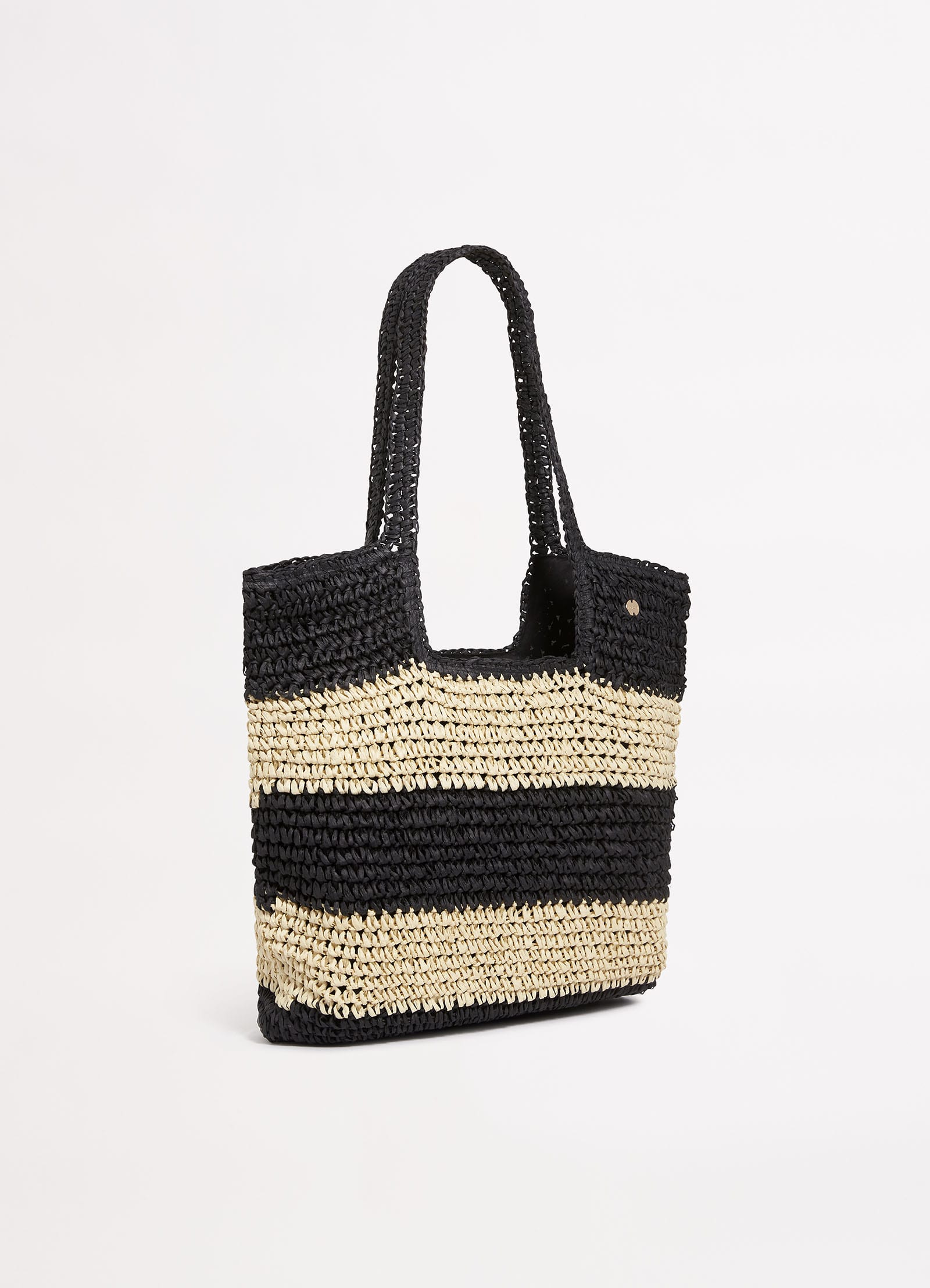 Splice Woven Tote - Black/Natural - Black/Natural view 2