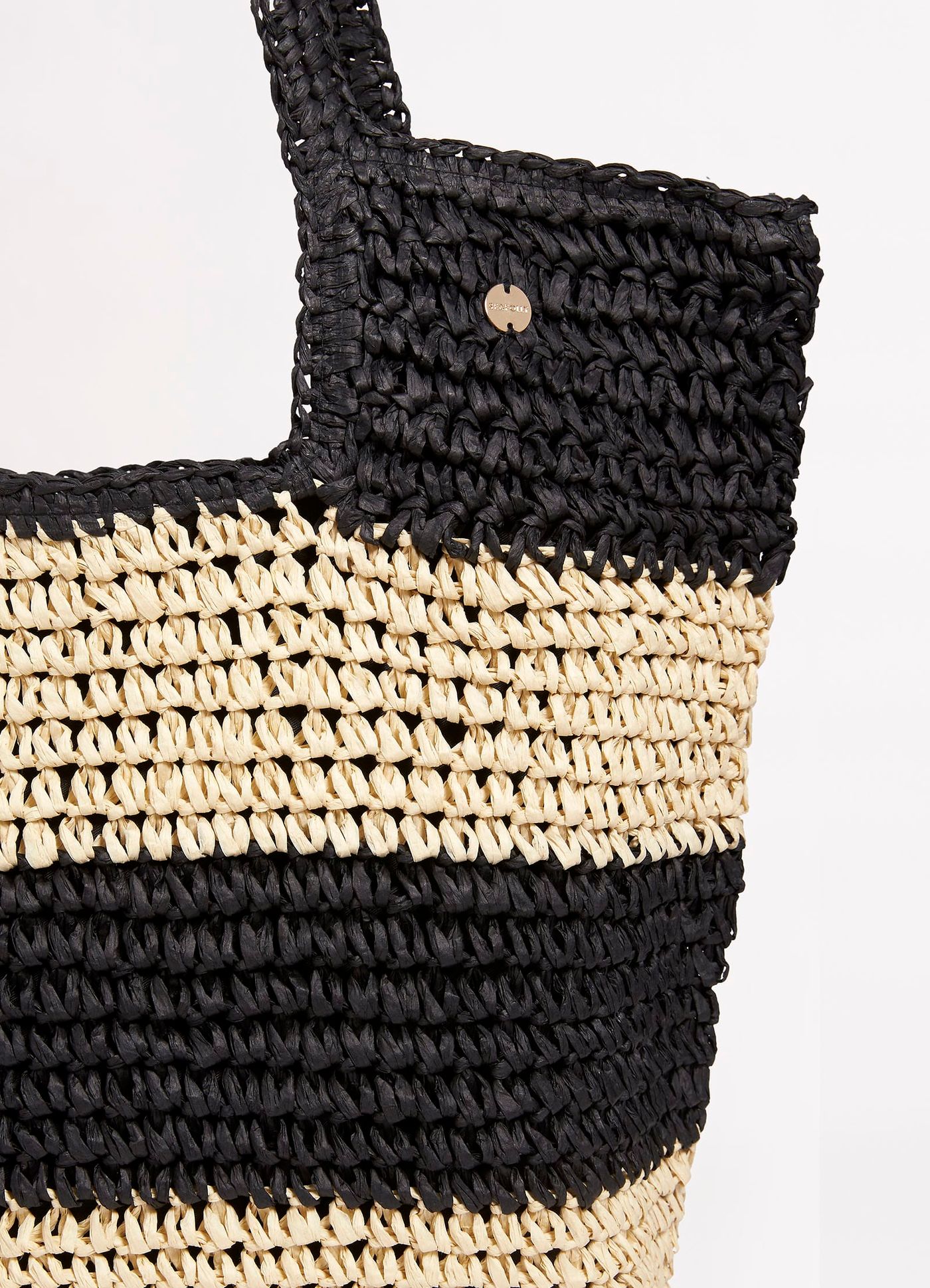 Splice Woven Tote - Black/Natural - Black/Natural view 3