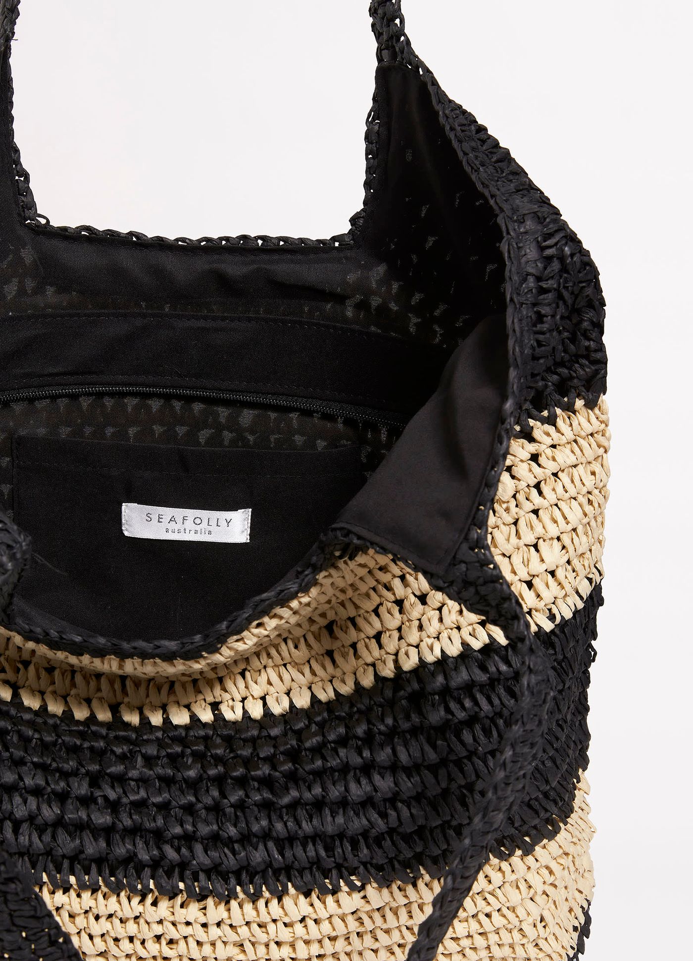 Splice Woven Tote - Black/Natural - Black/Natural view 4