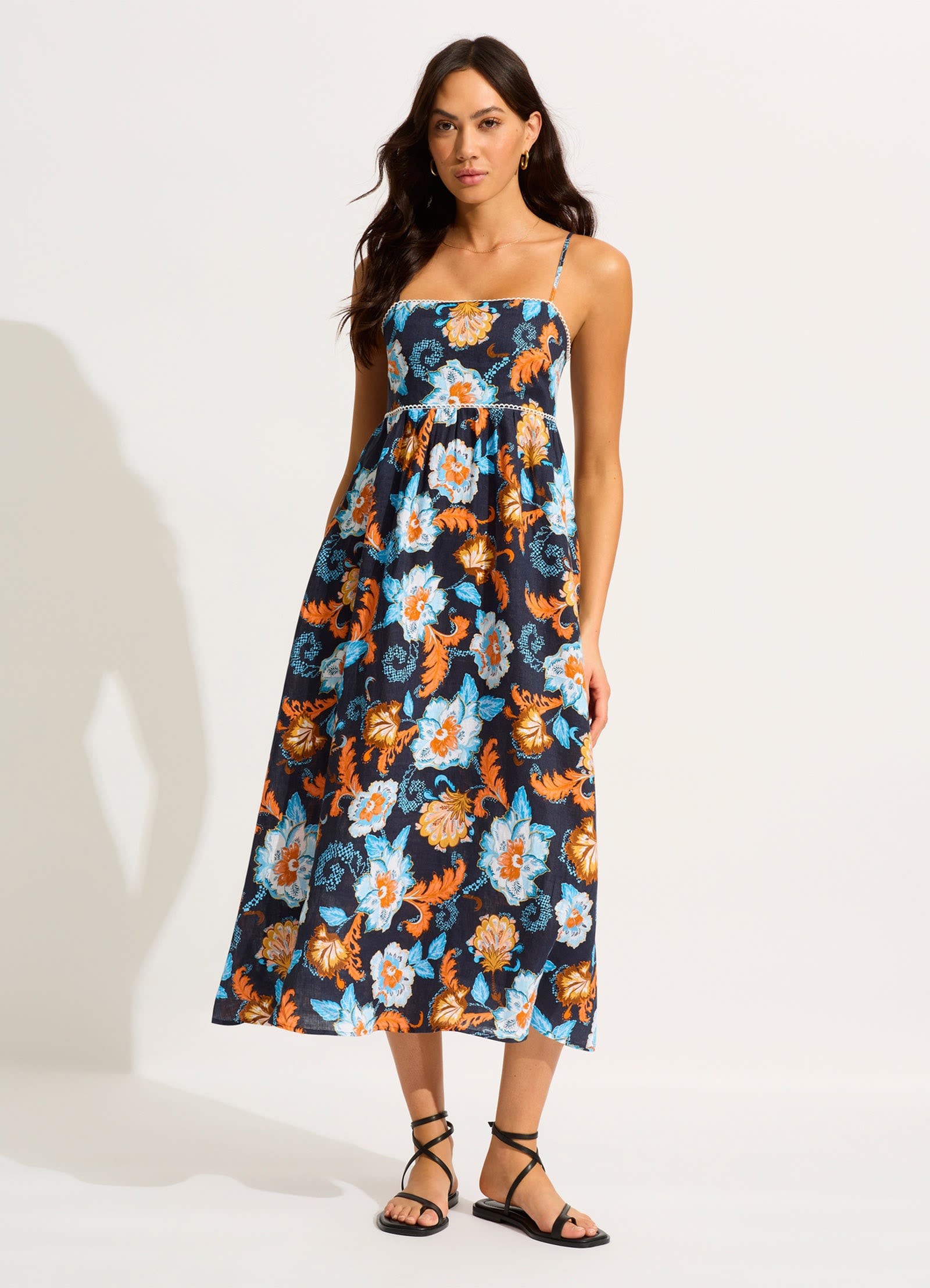 Spring Festival Midi Dress - True Navy - True Navy