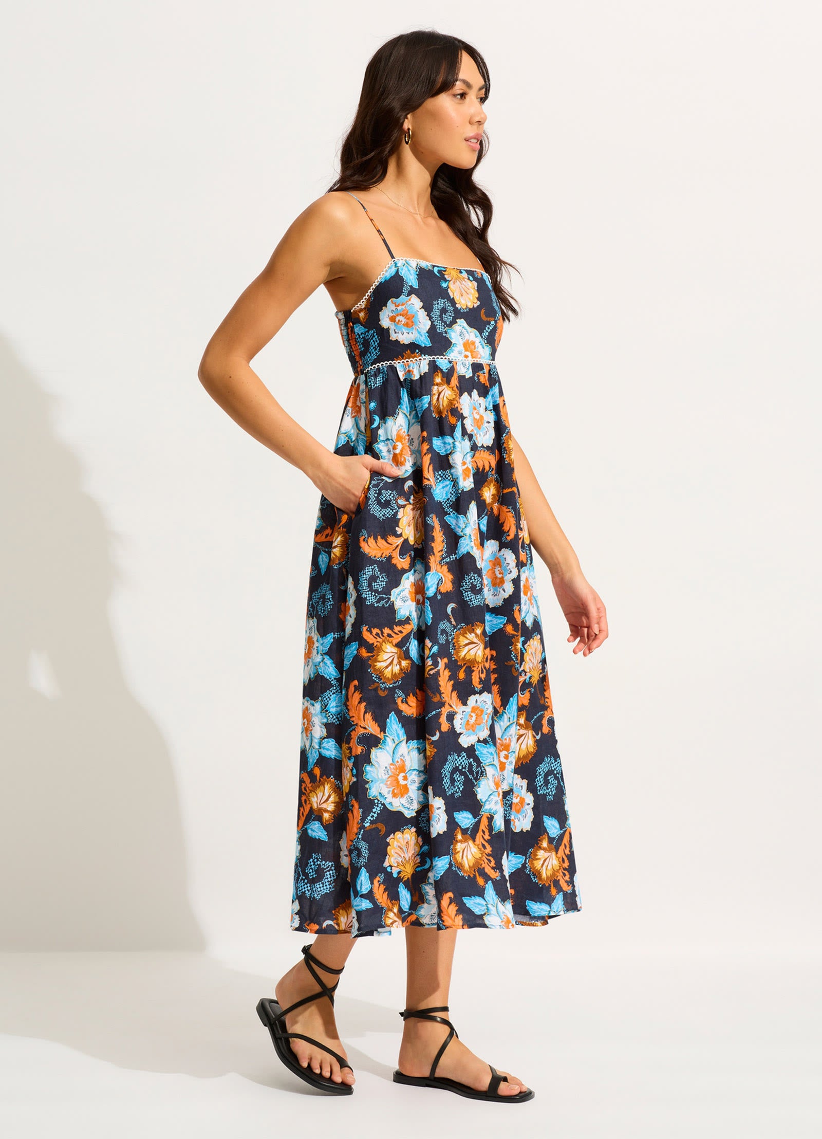 Spring Festival Midi Dress - True Navy - True Navy view 2