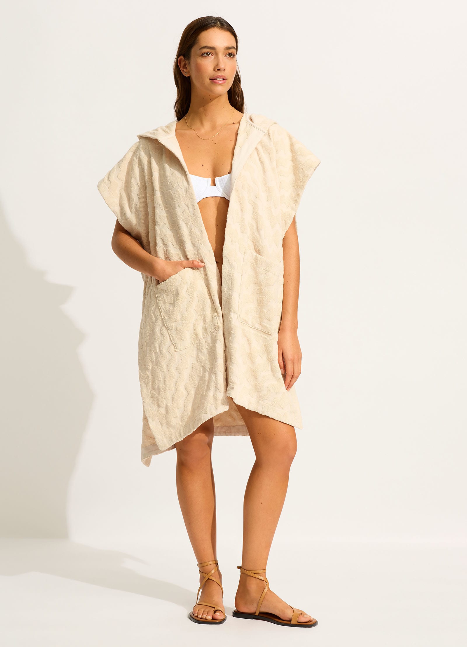 Spring Festival Towel Poncho - Sand - Sand