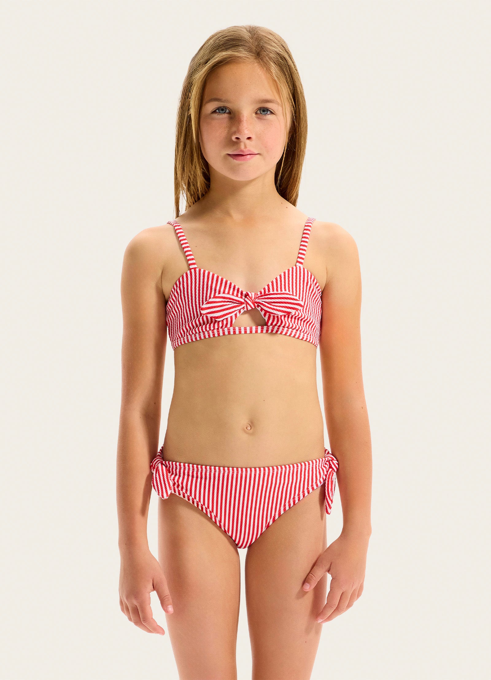Stripe Chilli Textured Bikini Set - Chilli Stripe view 2