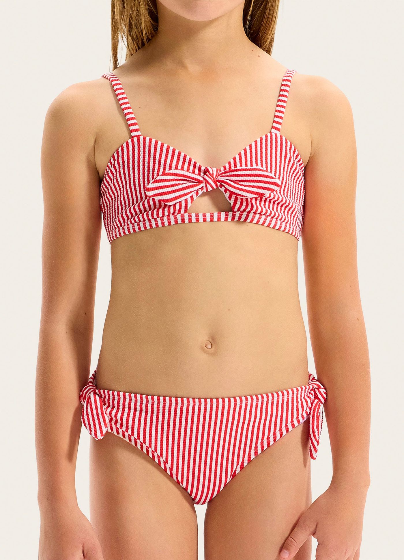 Stripe Chilli Textured Bikini Set - Chilli Stripe view 3