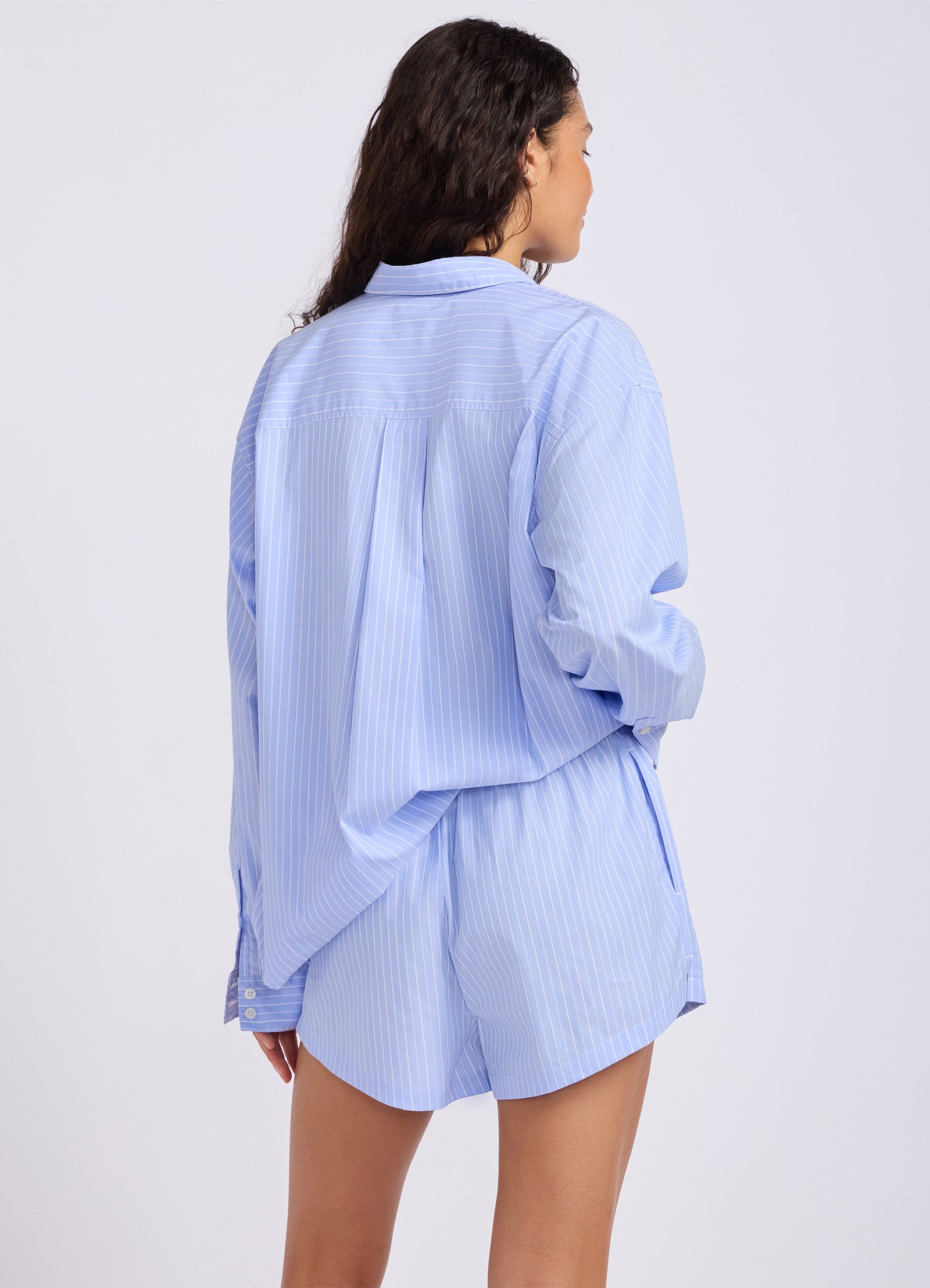 Stripe Drawstring Shorts - Blue view 4