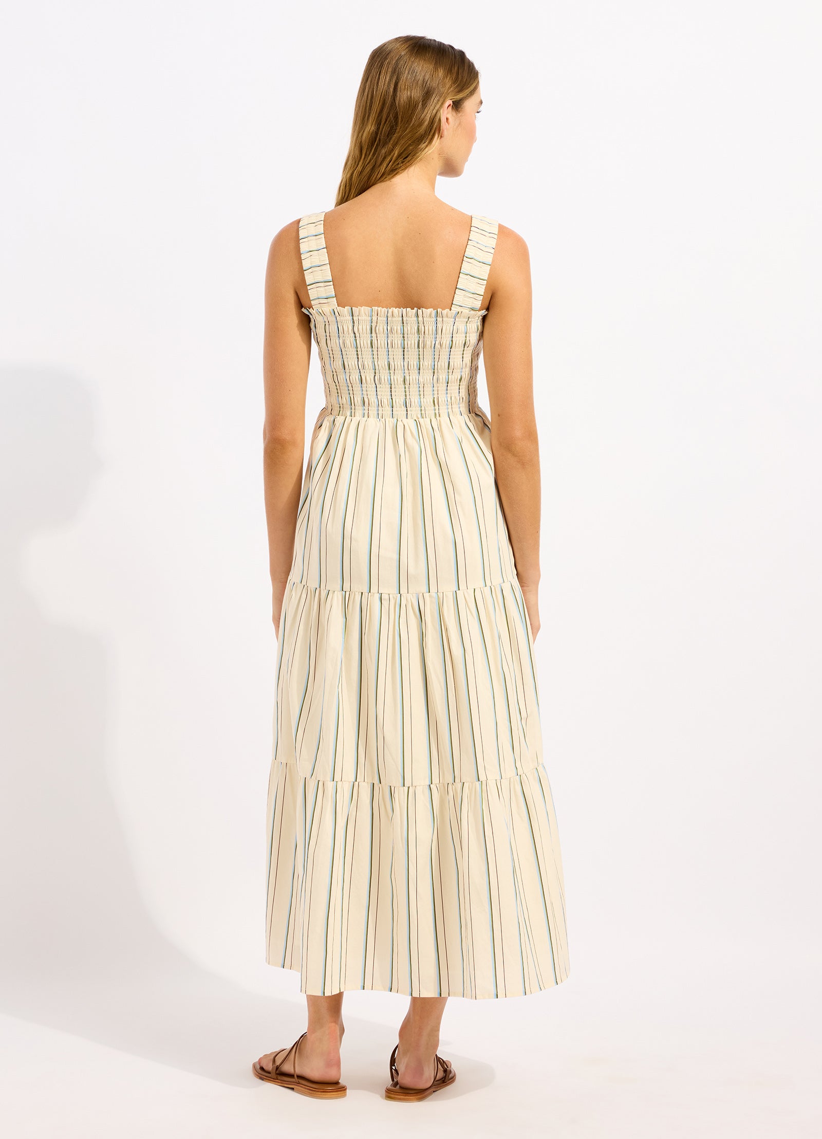 Stripe Faithfull Midi Dress - Ecru view 3