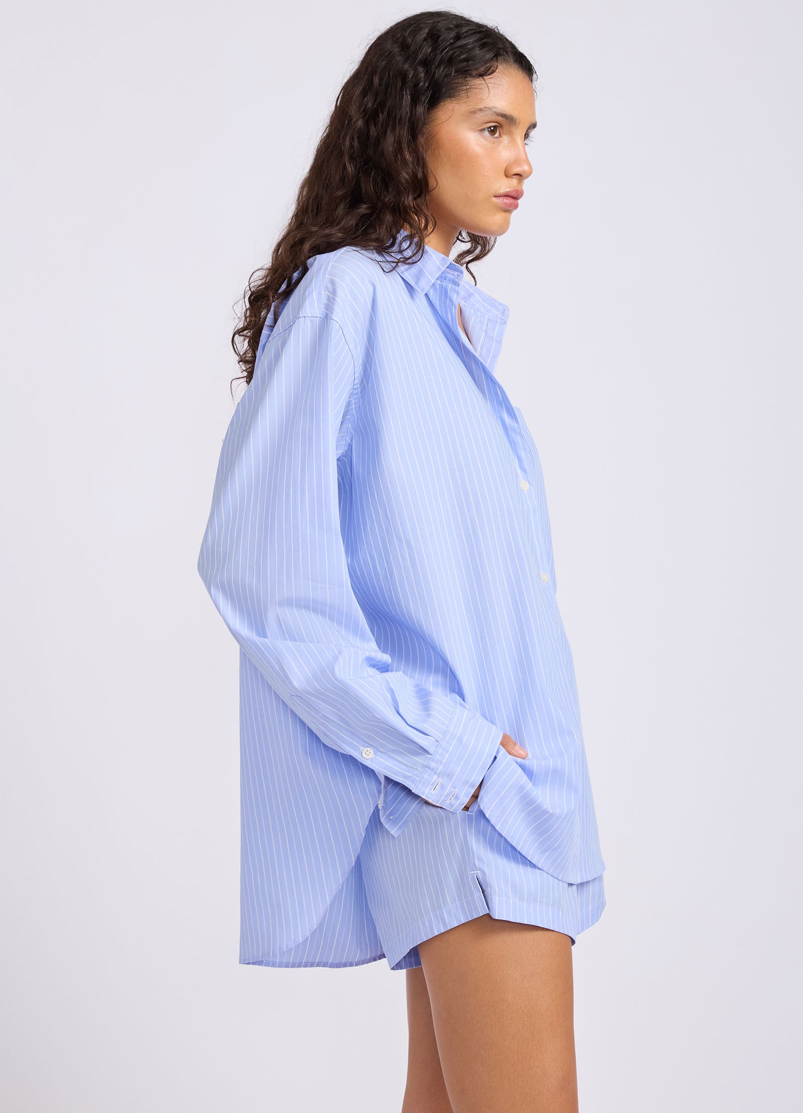 Stripe Oversized Shirt - Blue view 3