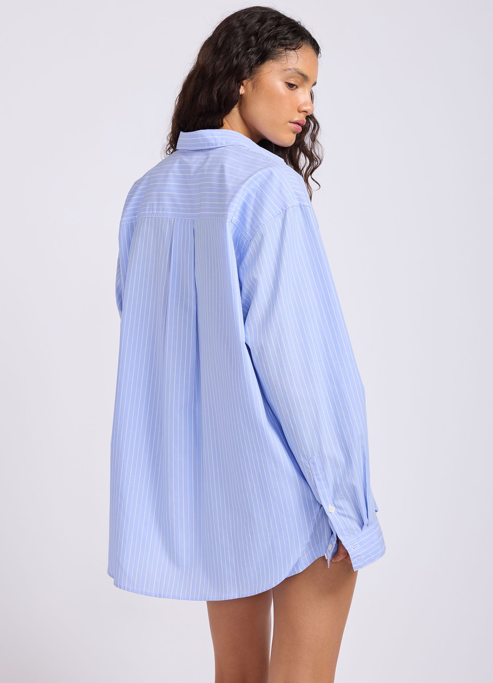 Stripe Oversized Shirt - Blue view 4