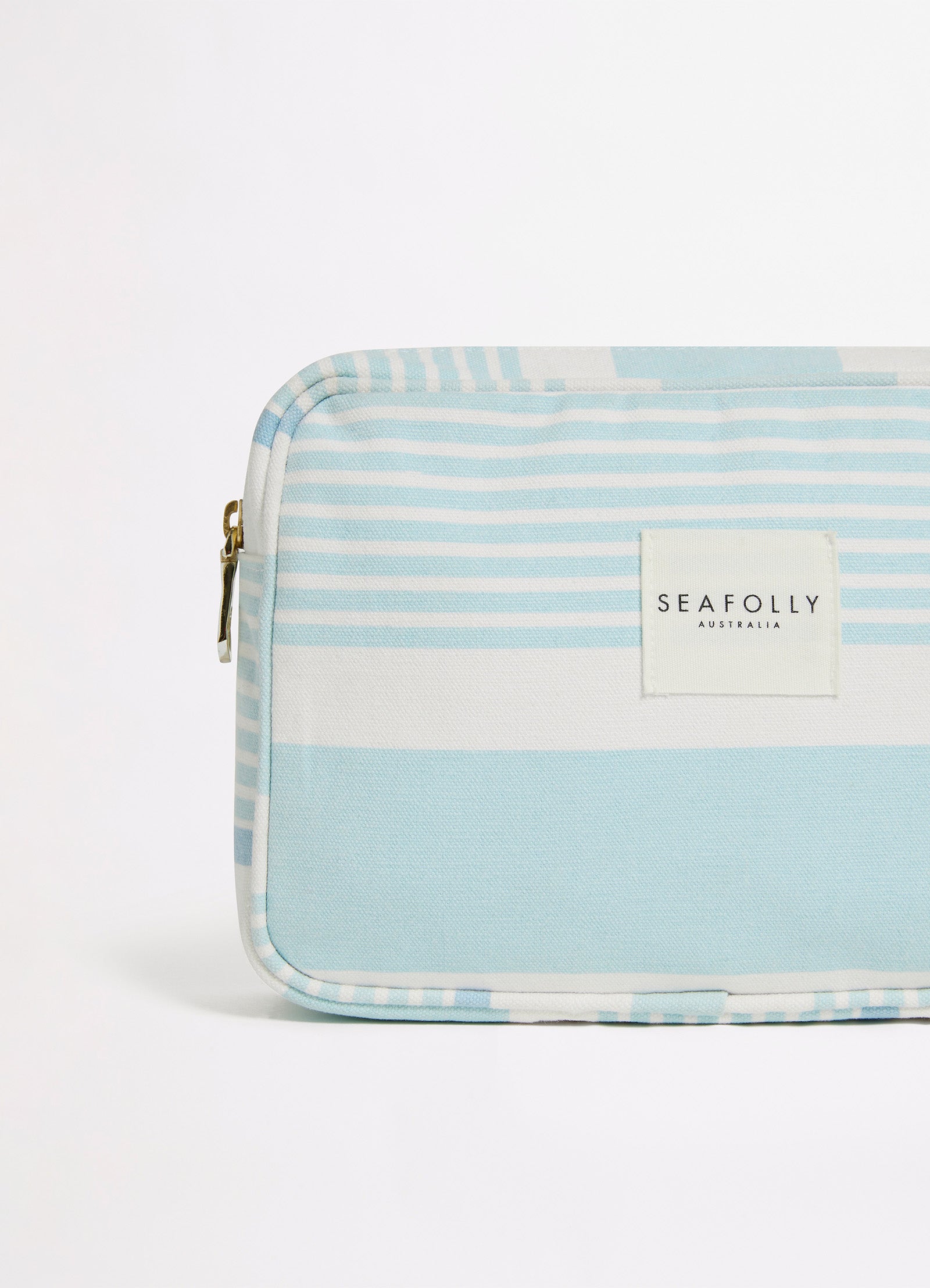 Striped Canvas Pouch - Blue Mist view 3