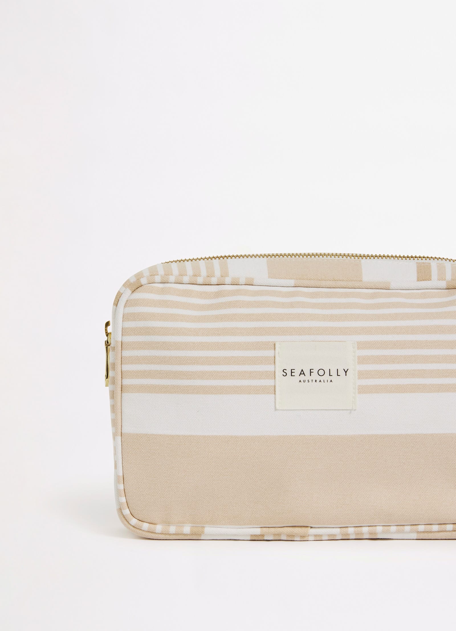 Striped Canvas Pouch - Natural view 3
