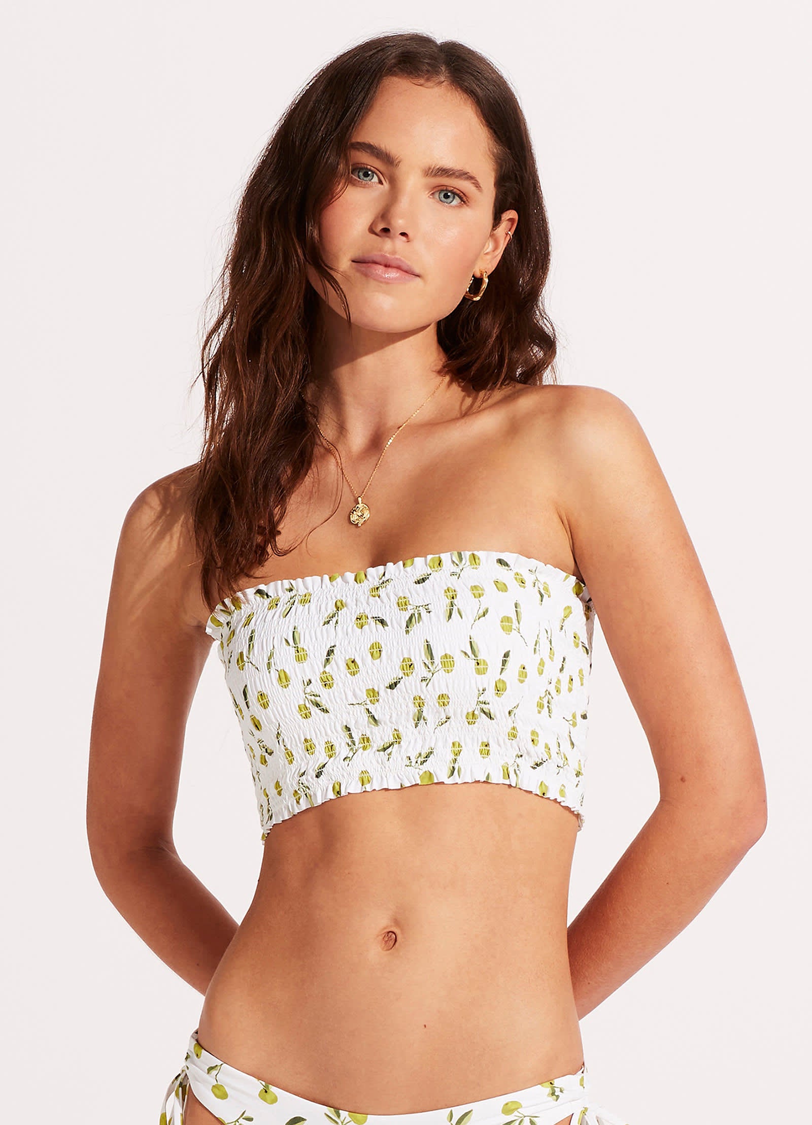 Summer Crush Shirred Long Line Bandeau - Soft Olive - Soft Olive view 2