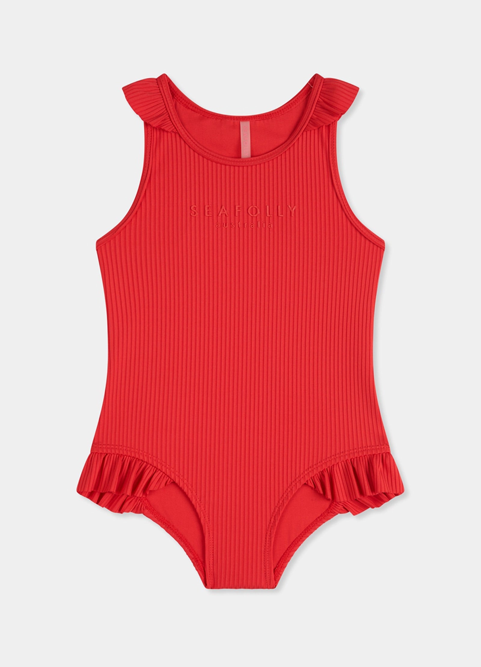 Summer Essential Girls Ruffle One Piece - Chilli Red - Chilli Red