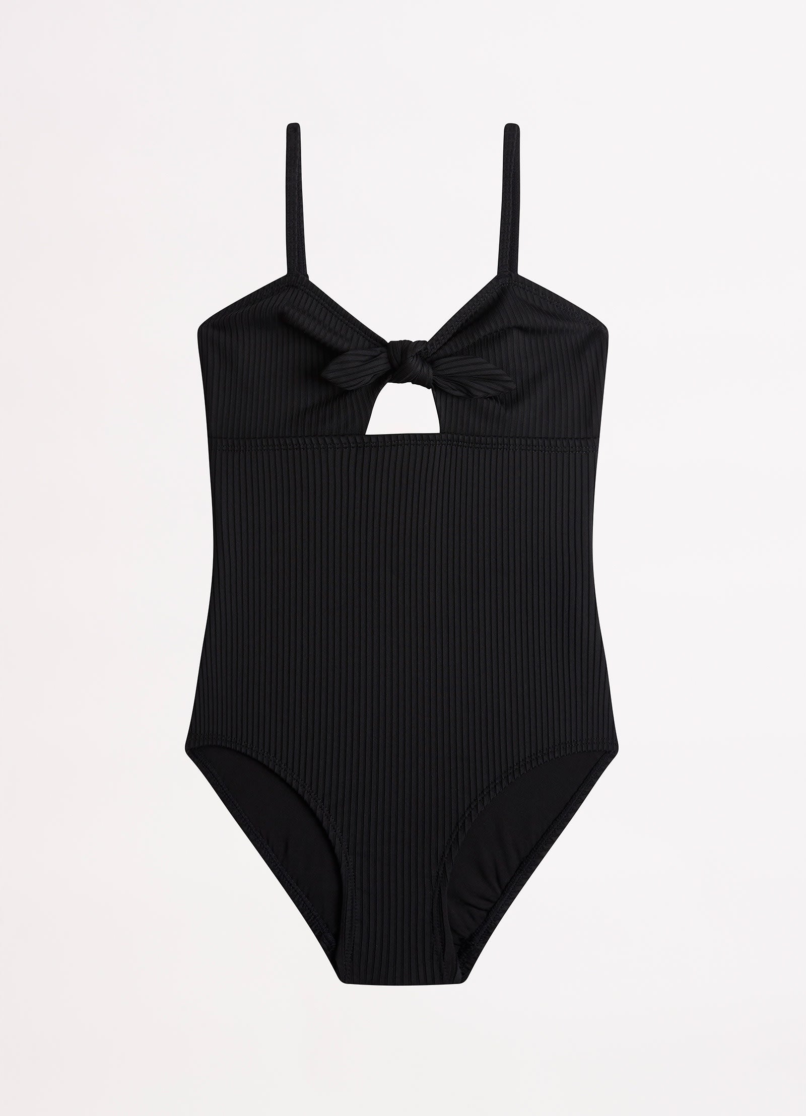 Summer Essential Girls Tie Front One Piece - Black - Black