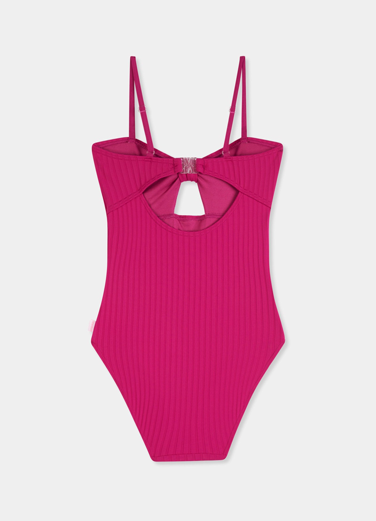 Summer Essential Girls Tie Front One Piece - Deep Pink - Deep Pink view 2